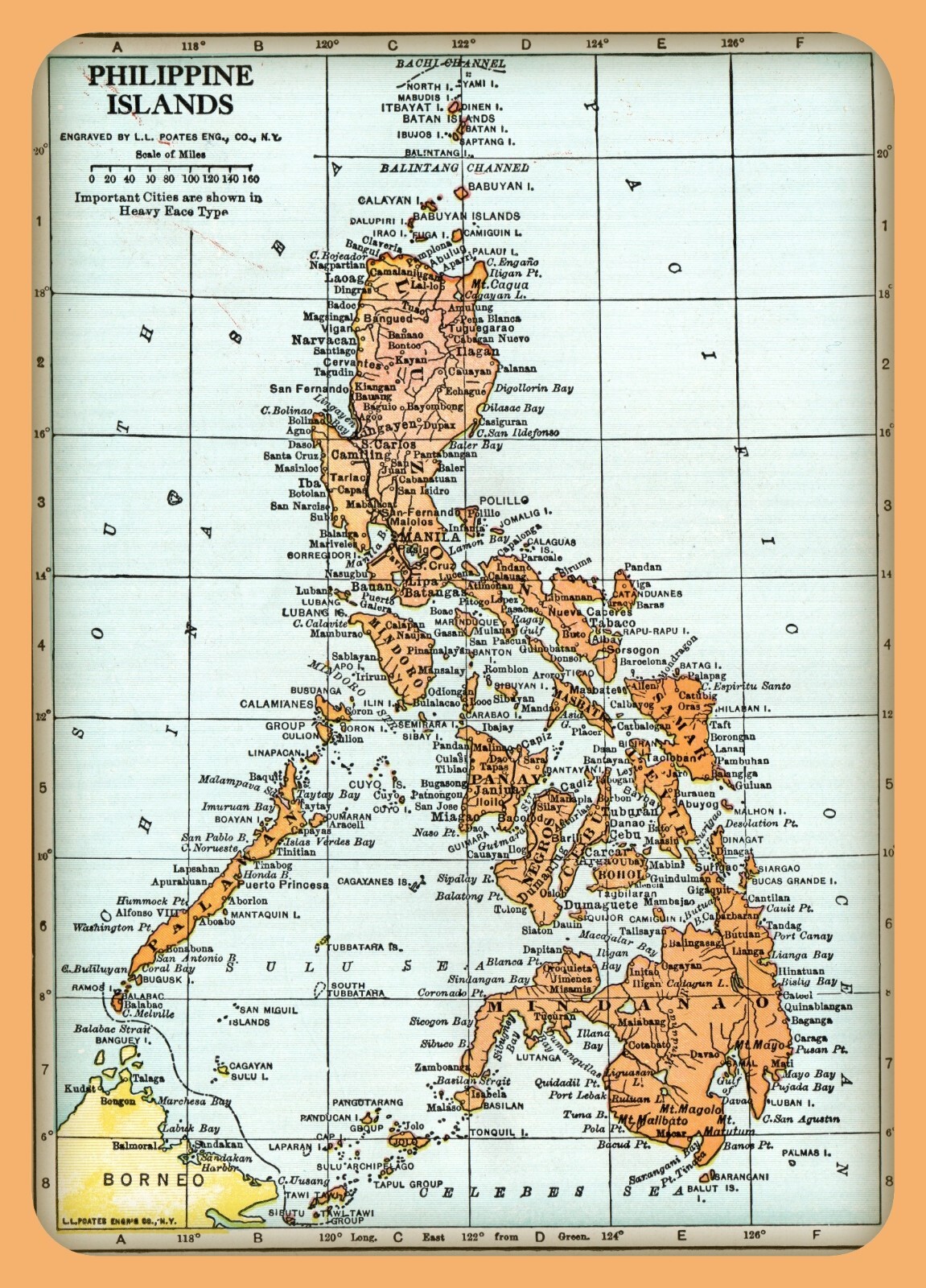 Vintage MAP of the PHILIPPINE ISLANDS from 1938 - 5 x 7 inch Photo Print