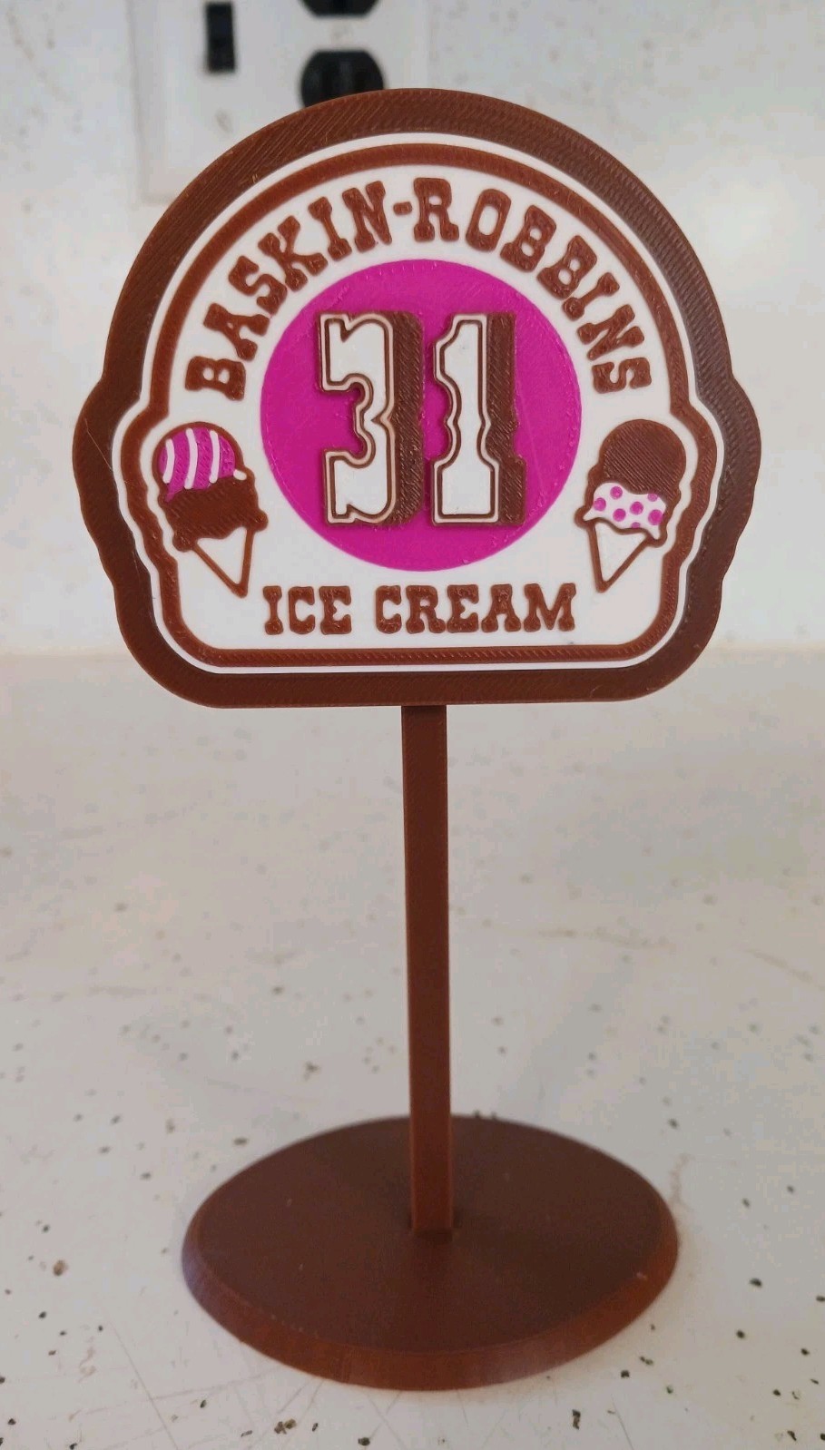 Vintage Baskin Robbins 31 Flavors Sign. 3d Print Replica Diorama Fan Art 6.25