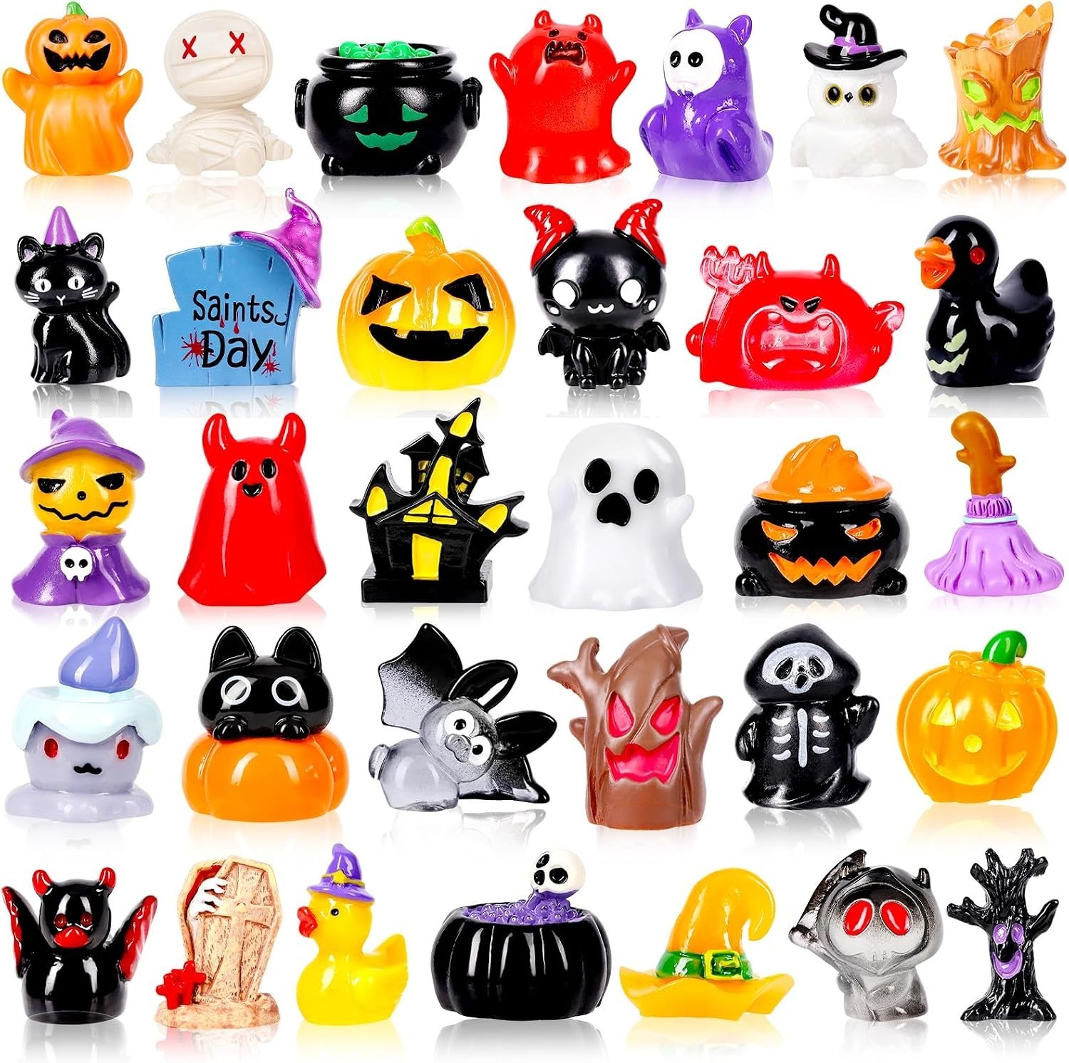 44Pcs Halloween Mini Resin Figures 44 Styles Little Figures to Hide Tiny Smal...