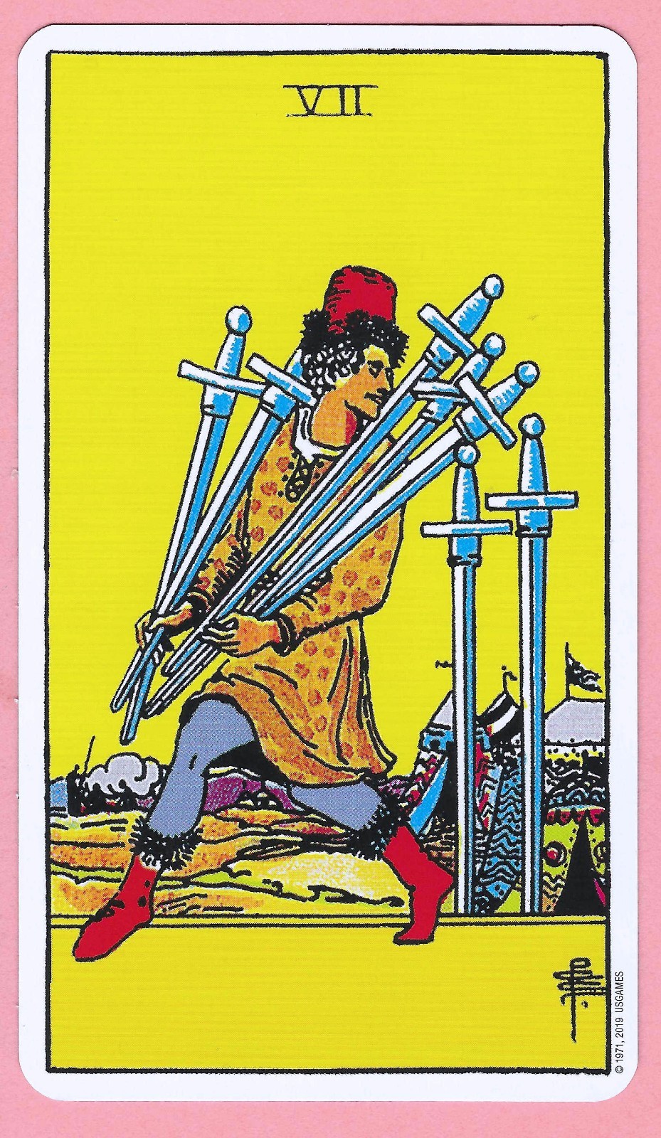 Seven of Swords, Rider Waite Single Swap Tarot Card, \ Seven of Swords, Rider Waite Single Swap Tarot Card, \