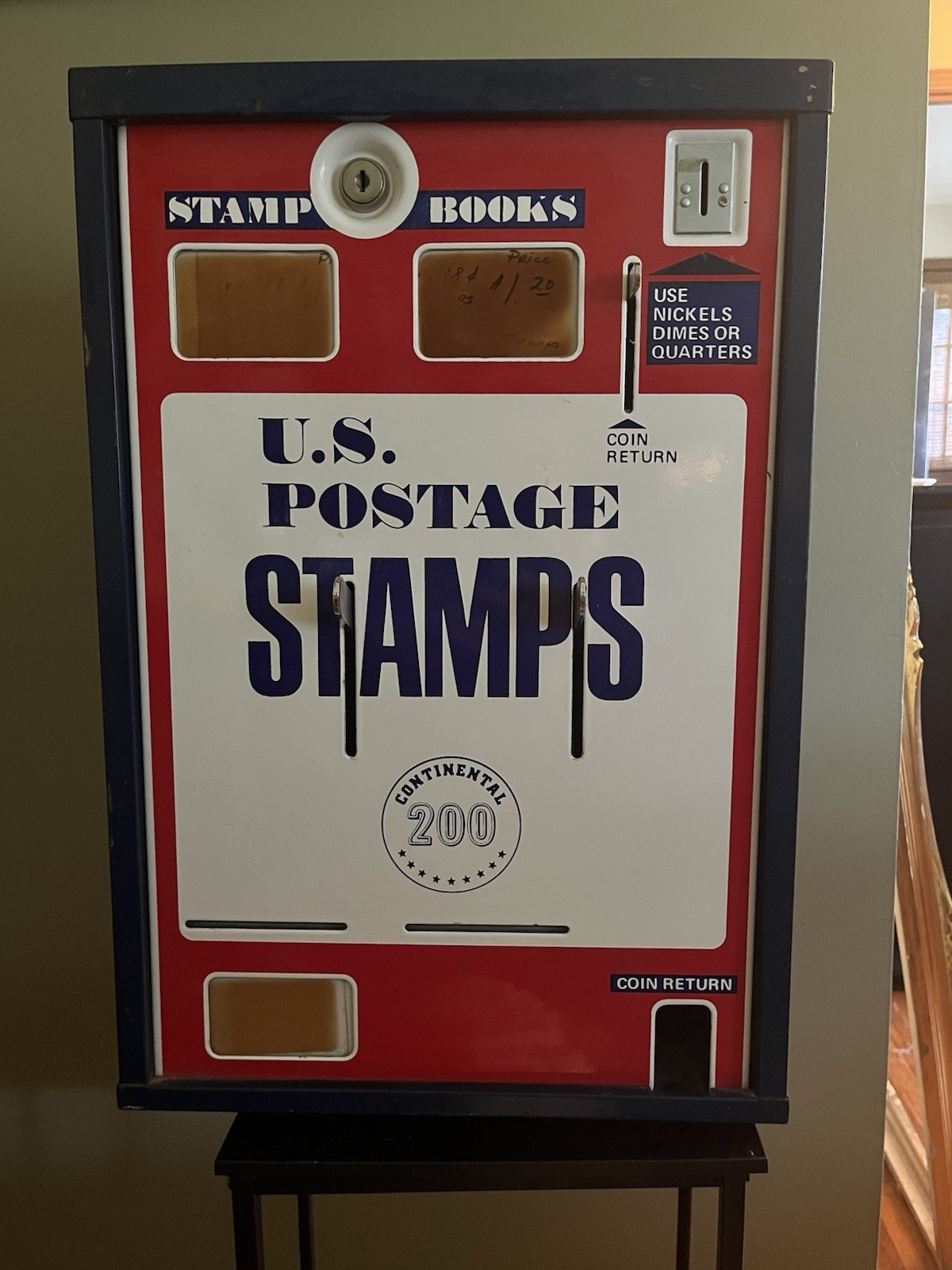 Nice Vintage Postage Stamp Machine - No Key Nice Vintage Postage Stamp Machine - No Key