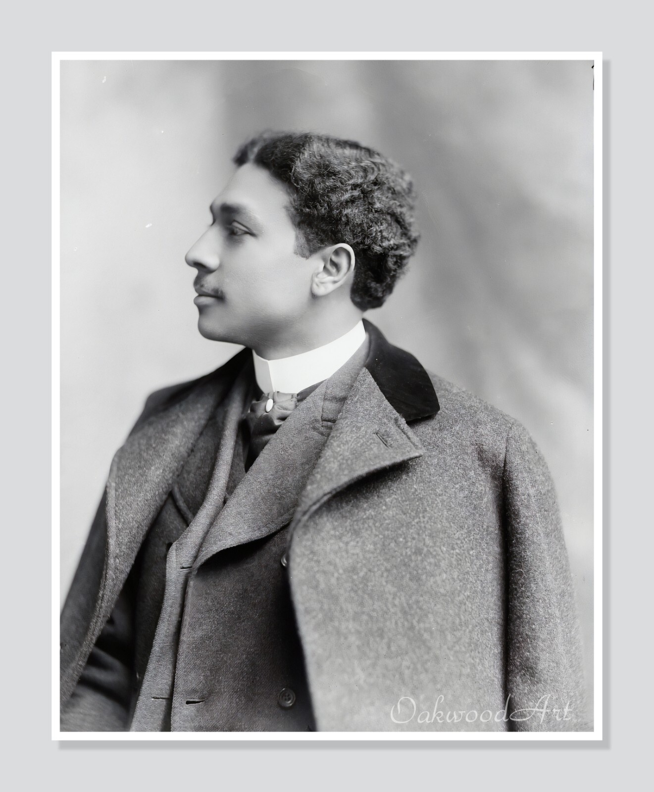 Handsome Black Victorian Man in Profile c1890s, Vintage Photo Reprint