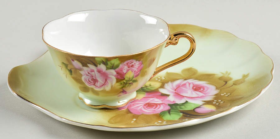 Lefton Heritage Green Snack Plate & Cup 7027405