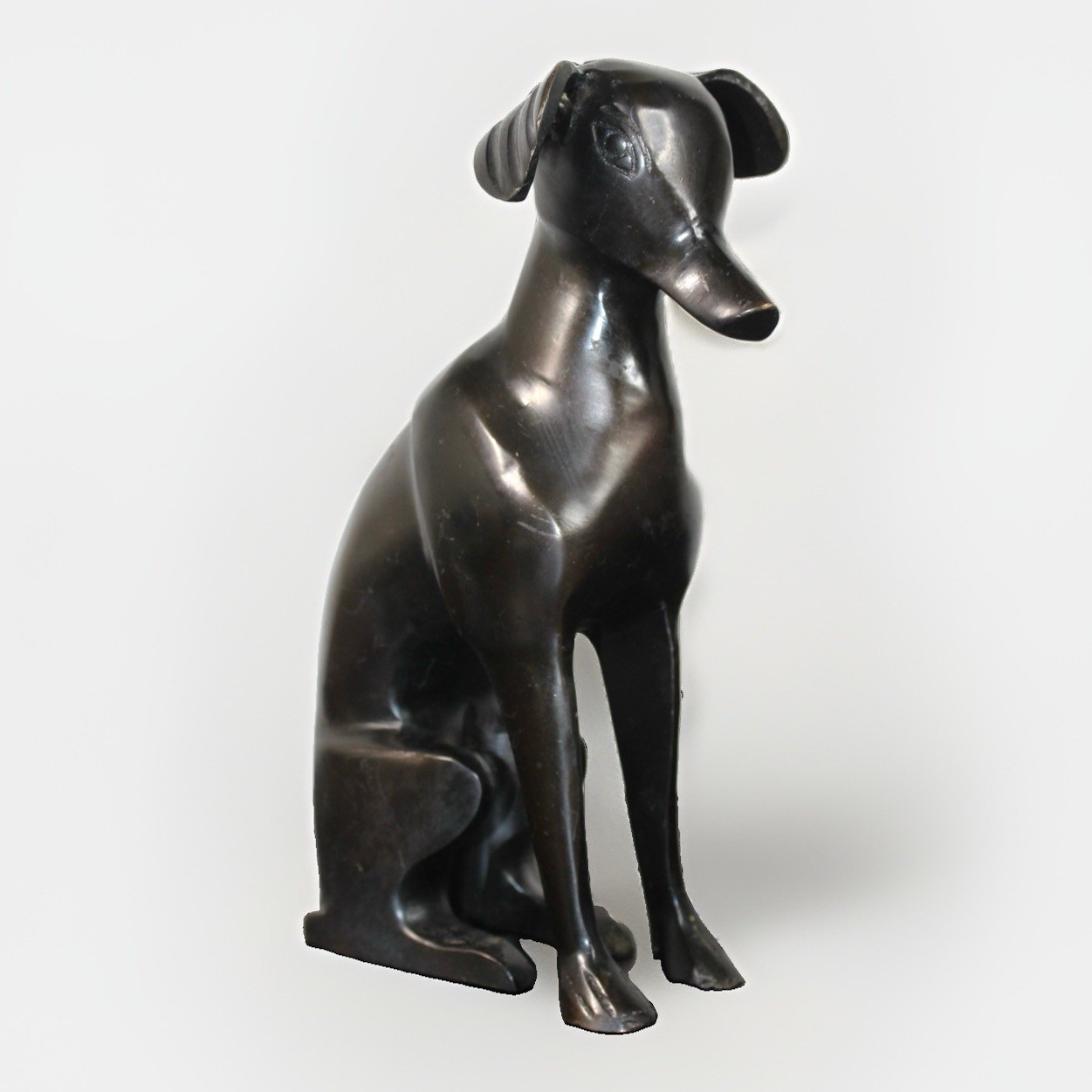 Vtg Bronze Greyhound Whippet Dog Statue Sitting Figurine 8