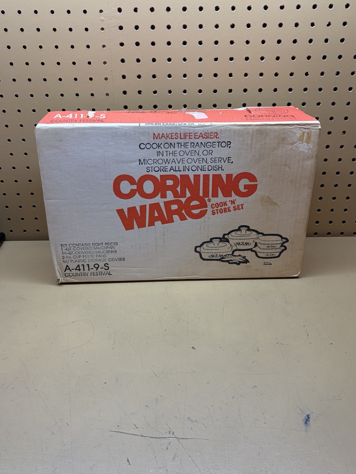 Vtg 1975 Corning Ware Country Festival 8-Piece Set A-411-9-S New Open Box