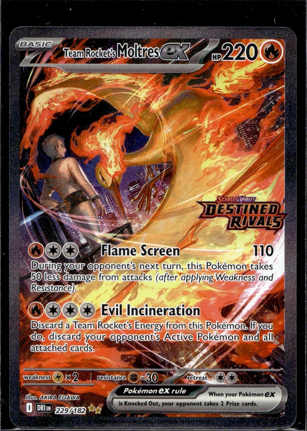 Pokémon TCG Team Rocket\'s Moltres ex 229/182 Destined Rivals Stamped