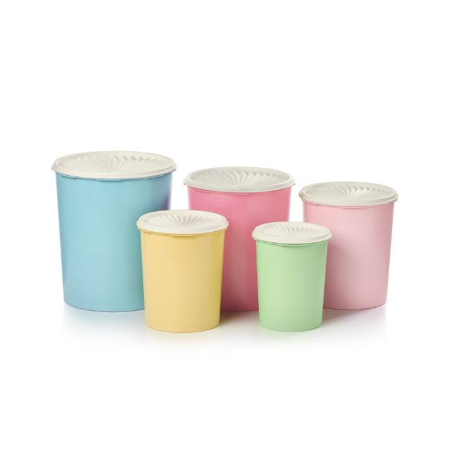 Tupperware Heritage Large Plastic Nesting Food Storage Canister Set (5-pc)