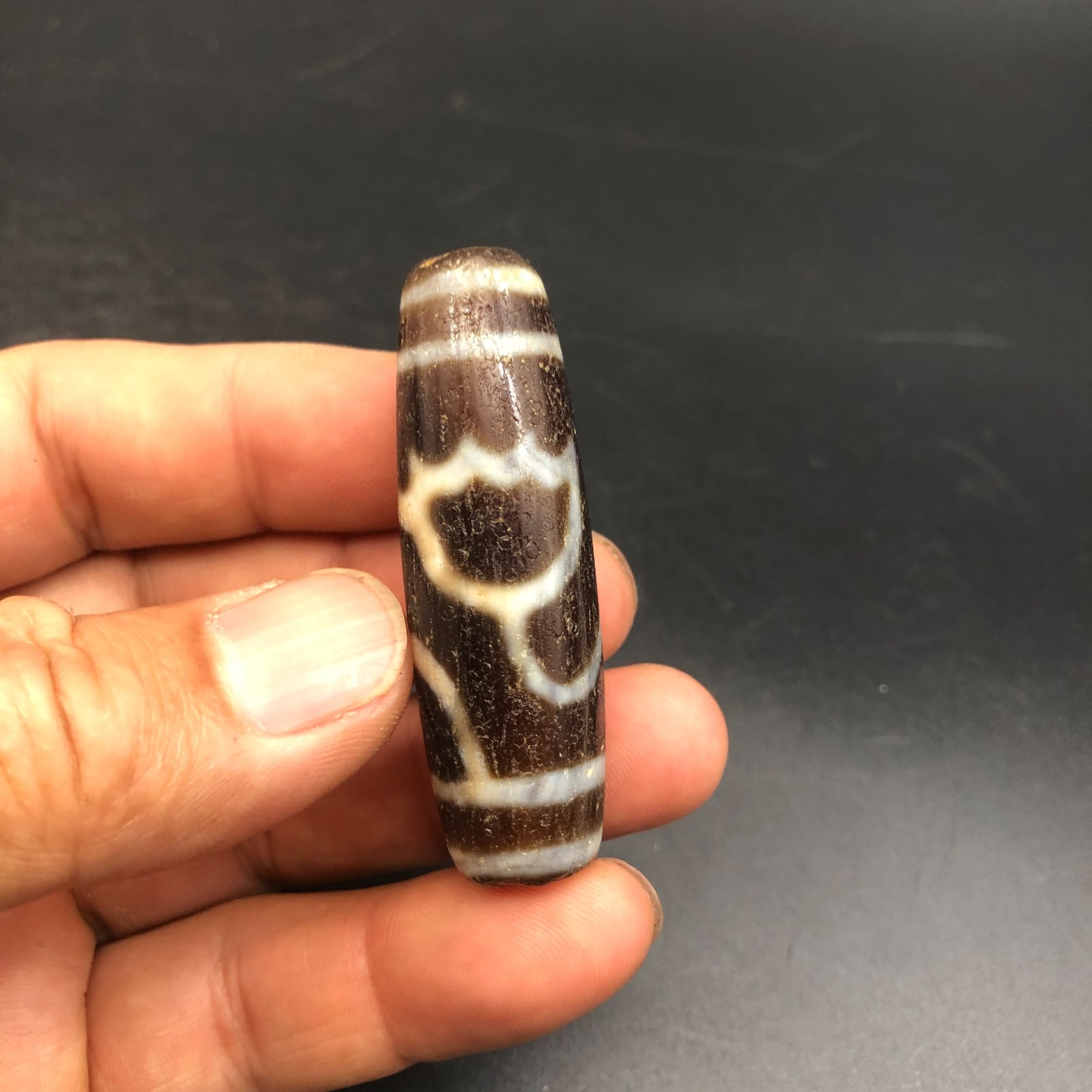 Energy Tibetan Ancient Agate Dzi Talisman Lotus Bead Amulet Pendant,K340