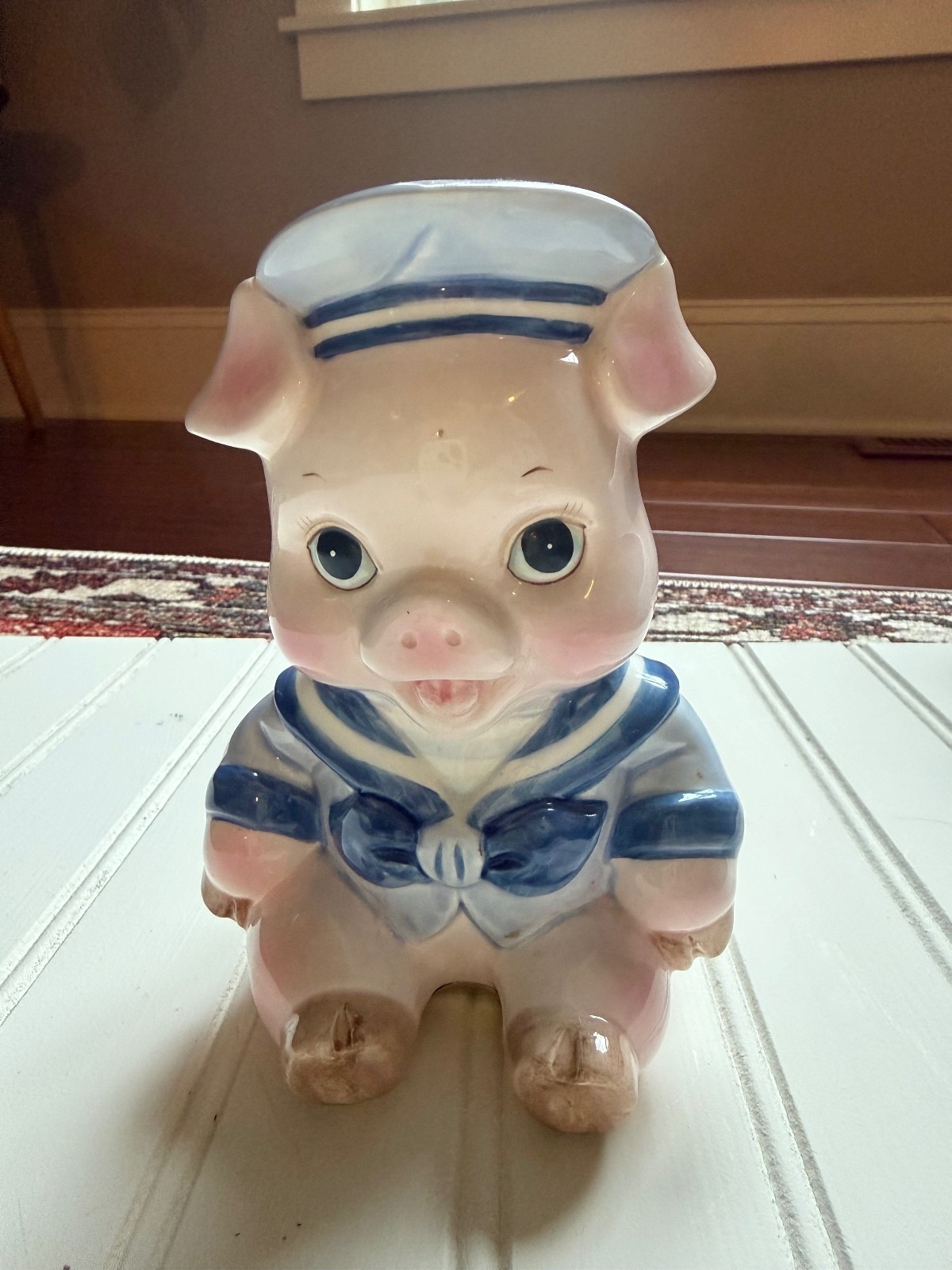 Vintage 1989 Sailor Pig Piggy Bank Ceramic Hand Painted Sri Lanka VTG