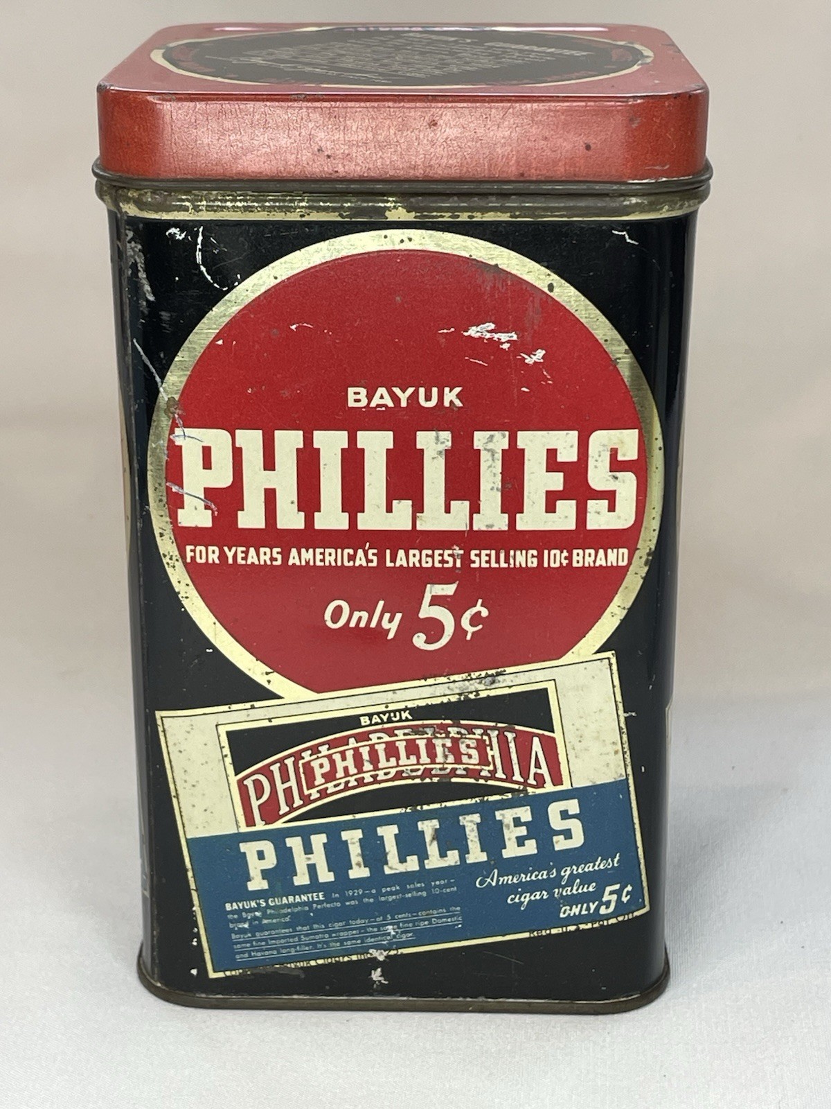 Vintage Bayuk Philadelphia Phillies Cigar Tin With Tax Stamp