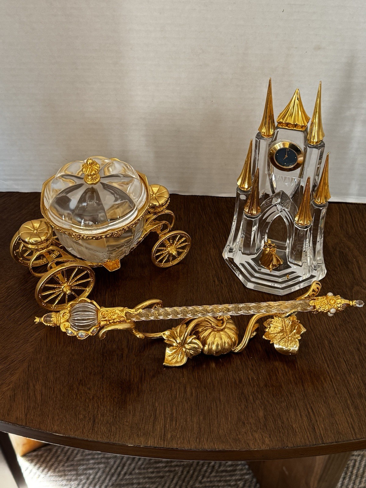 Lot 3 Franklin Mint Disney Cinderella Crystal -Clock -WandCoach Retired RARE HTF Lot 3 Franklin Mint Disney Cinderella Crystal -Clock -WandCoach Retired RARE HTF
