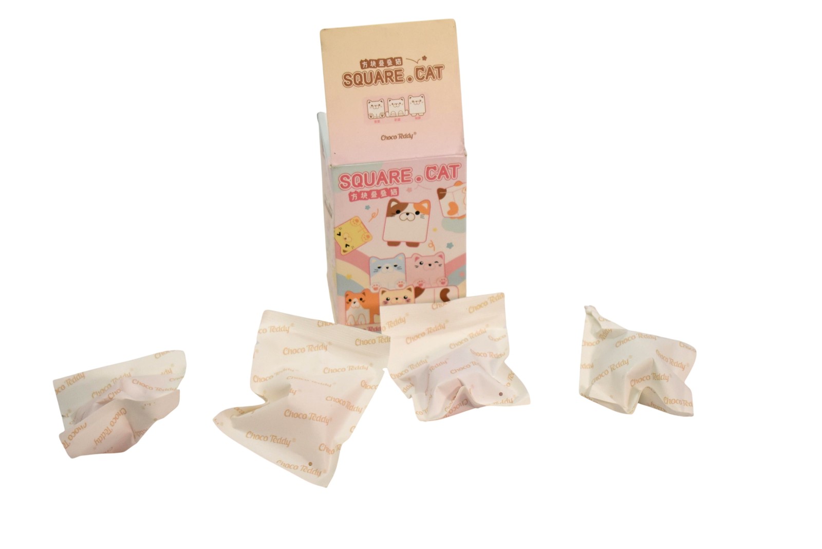 Choco Teddy Square Cat Series Empty Pink Cardboard Box KikaGoods Beemai 4pc