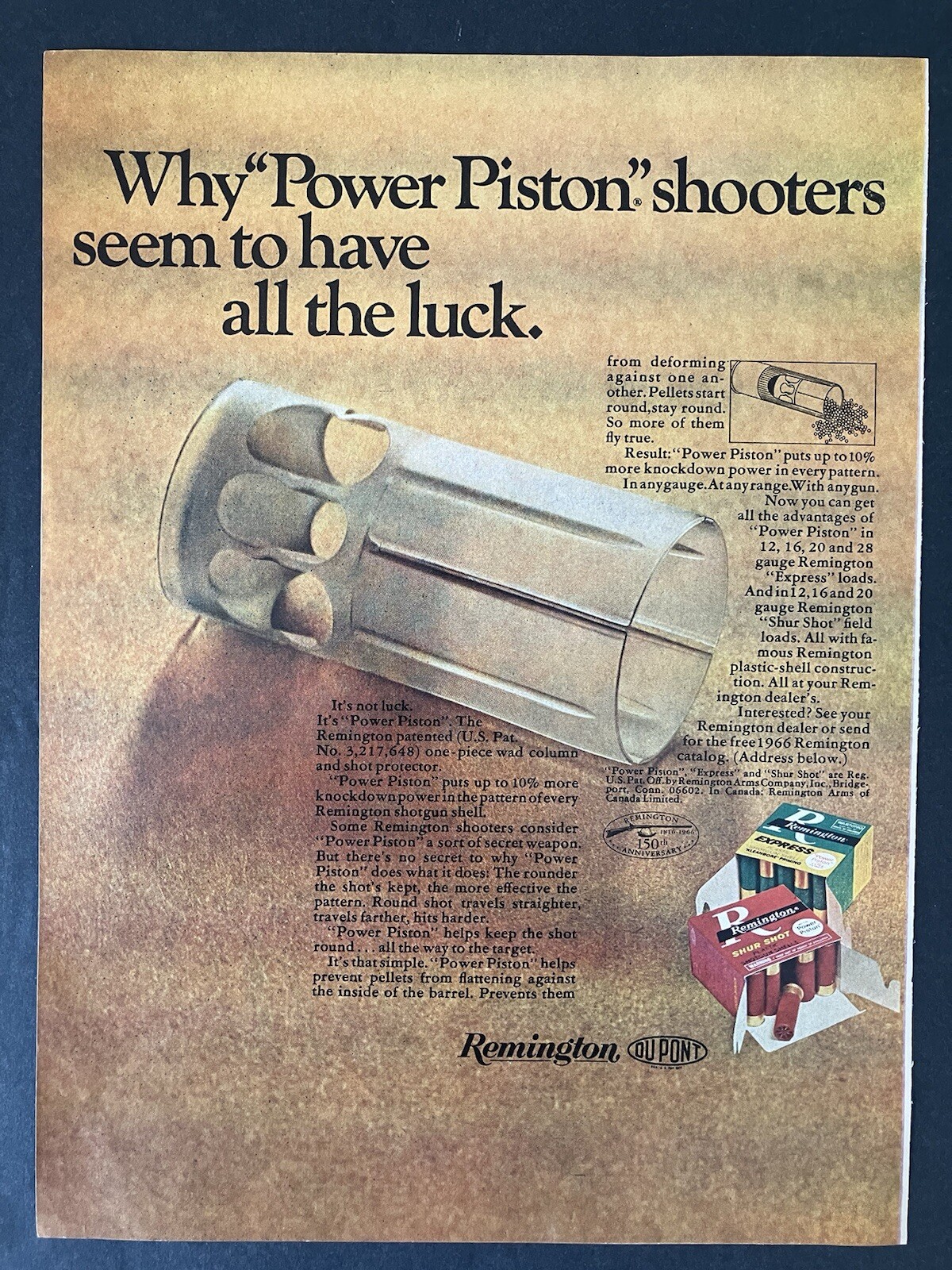 1966 Remington Du Pont Power Piston Shooters Shur Shot Color Vintage Print Ad 1966 Remington Du Pont Power Piston Shooters Shur Shot Color Vintage Print Ad