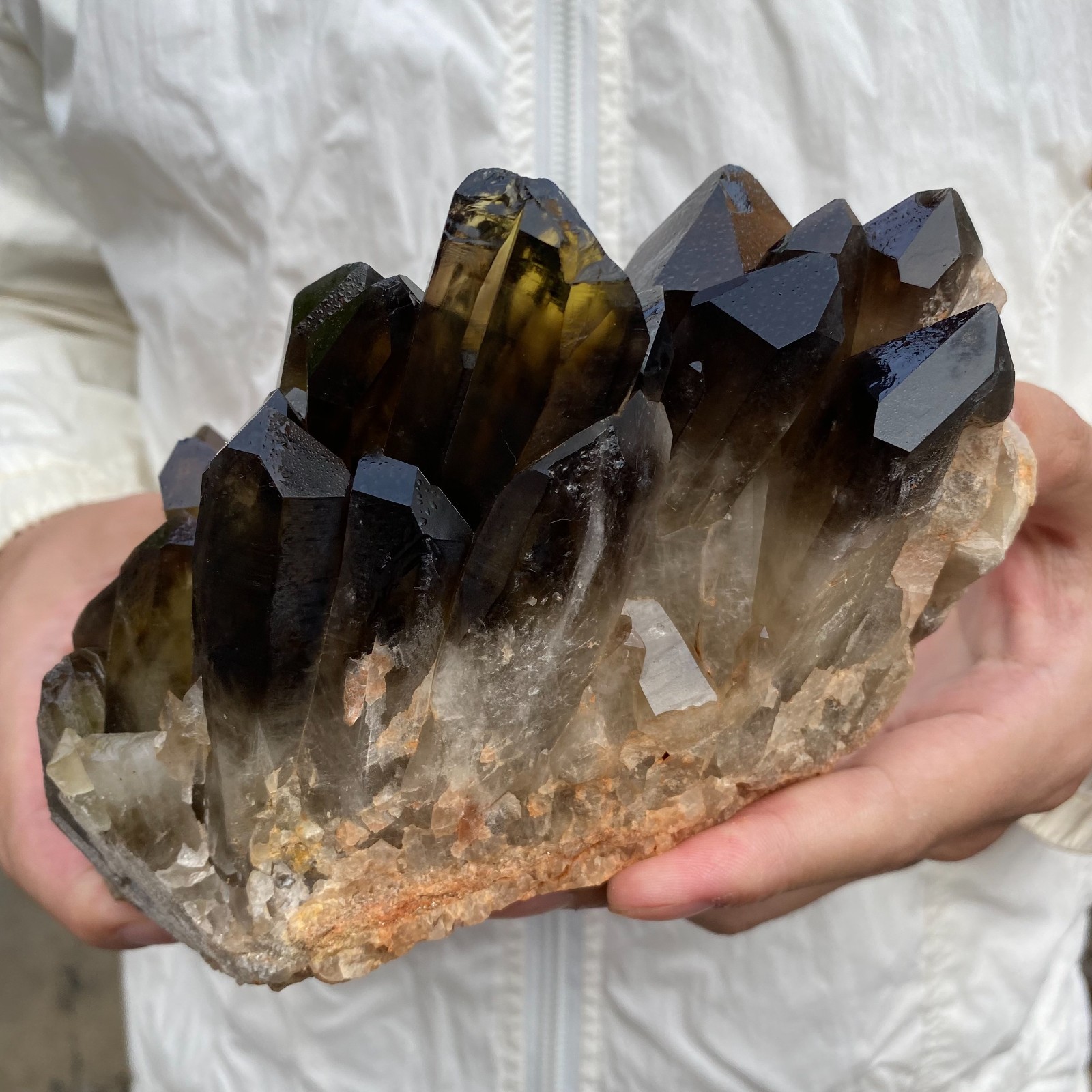 1870G Natural Smoky Black Quartz Cluster Crystal raw Specimen Healing