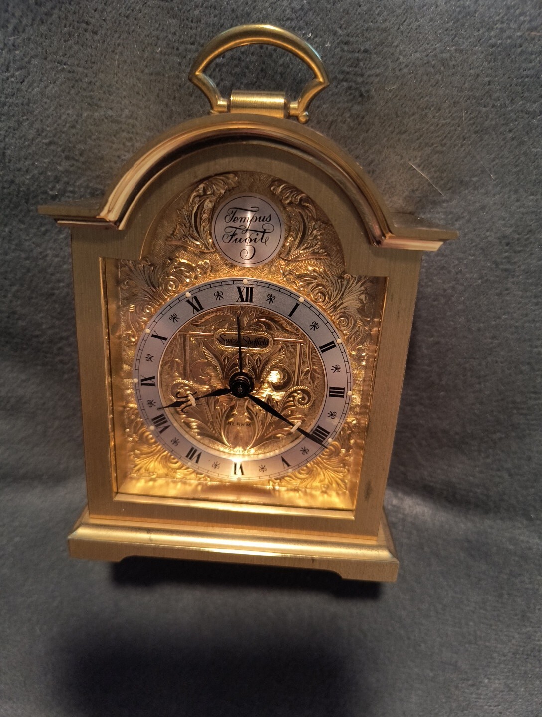 Swiss Made Swiza Sheffield Alarm Clock Vintage NAME OF CLOCK TEMPUS FUGIT Swiss Made Swiza Sheffield Alarm Clock Vintage NAME OF CLOCK TEMPUS FUGIT