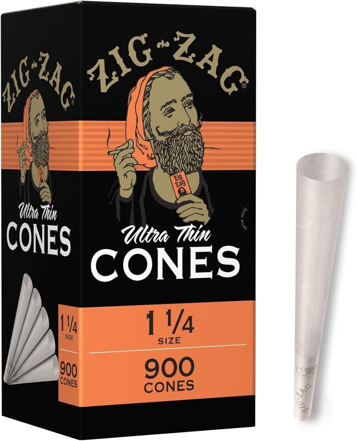 ZIG-ZAG Pre-Rolled Cones 1 1/4 Size Ultra Thin Natural Rolling Cones Bulk 900ct