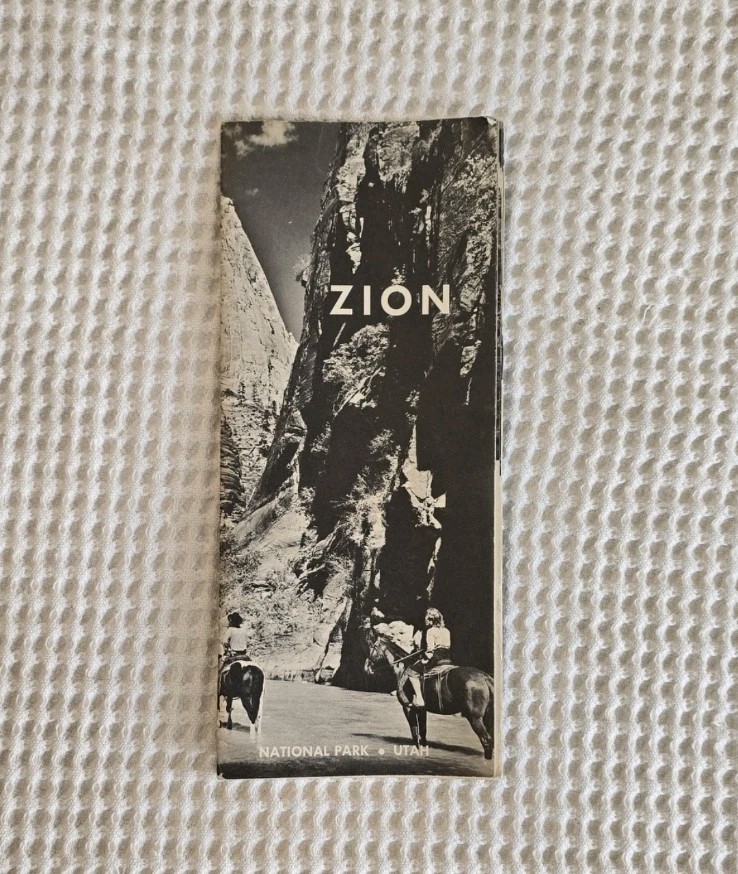 Zion National Park Utah Vintage 1961 Fold-Out Brochure & Map