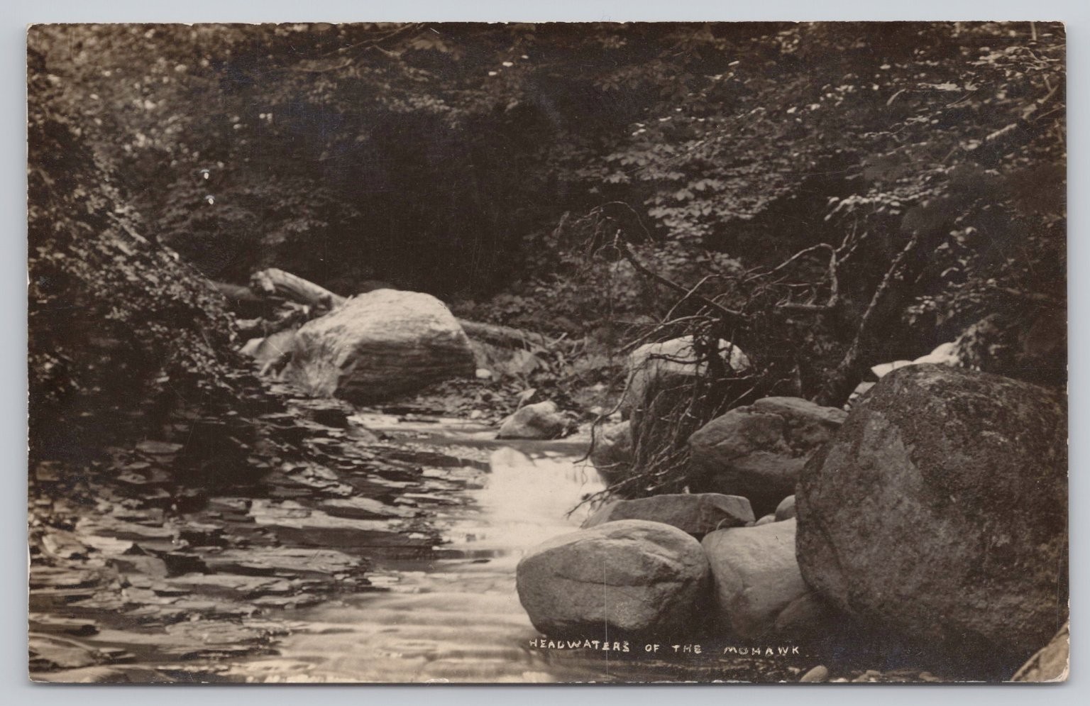Headwaters of the Mohawk River 1910 RPPC Postcard Sternville NY Stream Rocks