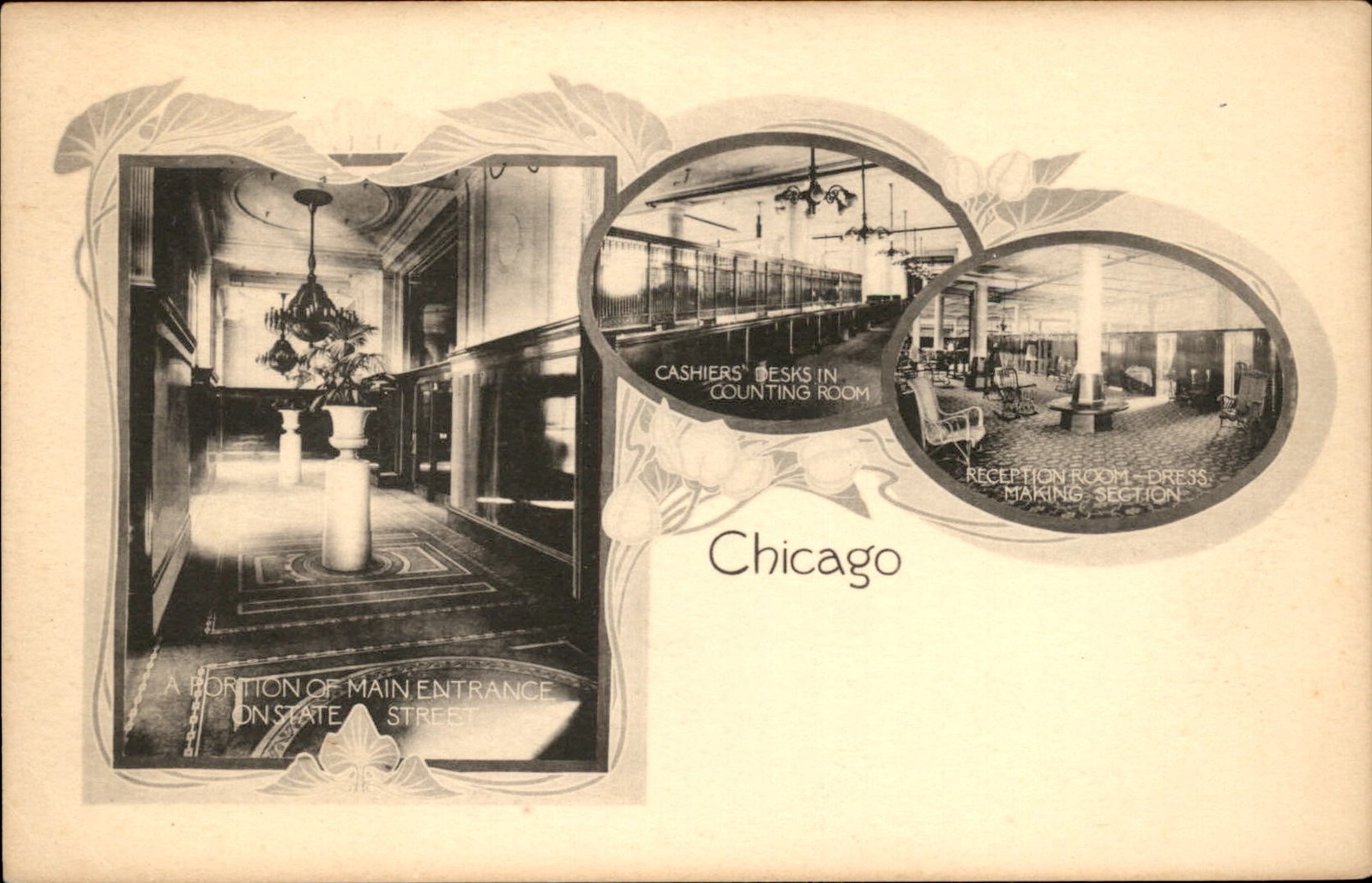 Chicago IL Marshall Field Store Interior c1910 Vintage Postcard CASHIERS bhn