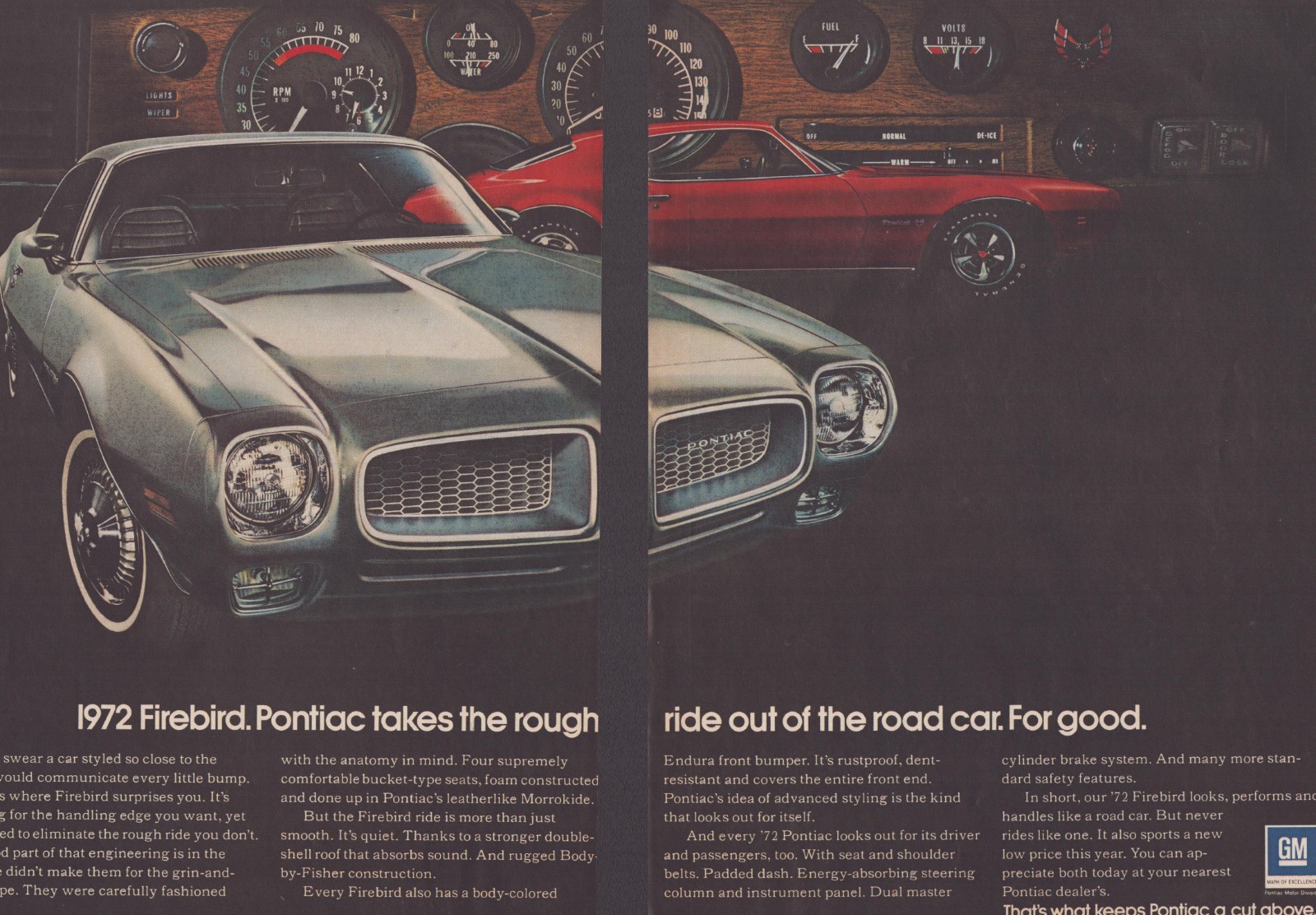 Vintage 1971 2-Page Print Ad for the 1972 Pontiac Firebird