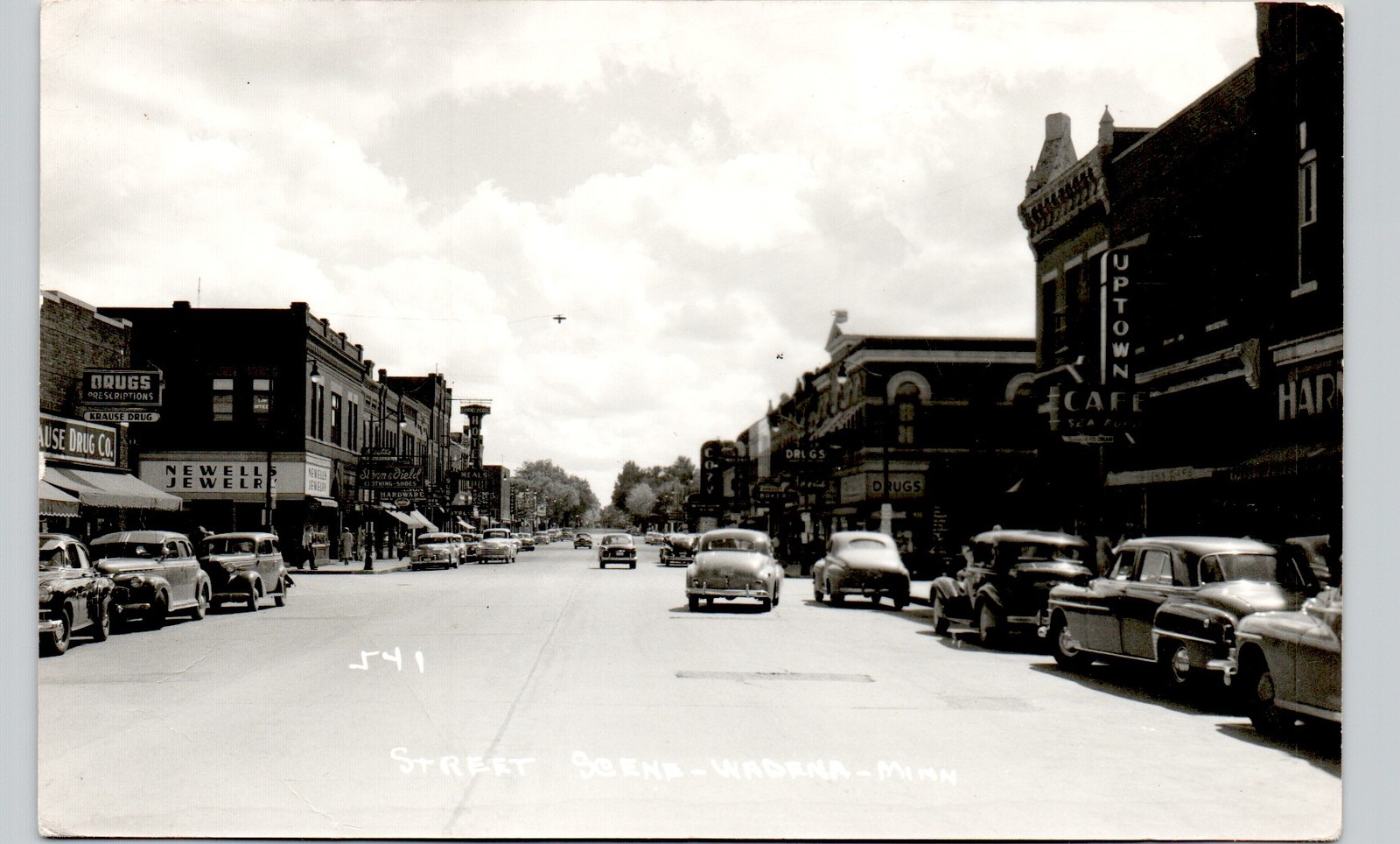 DOWNTOWN STREET wadena mn c1950 postcard minnesota real photo rppc historic shop