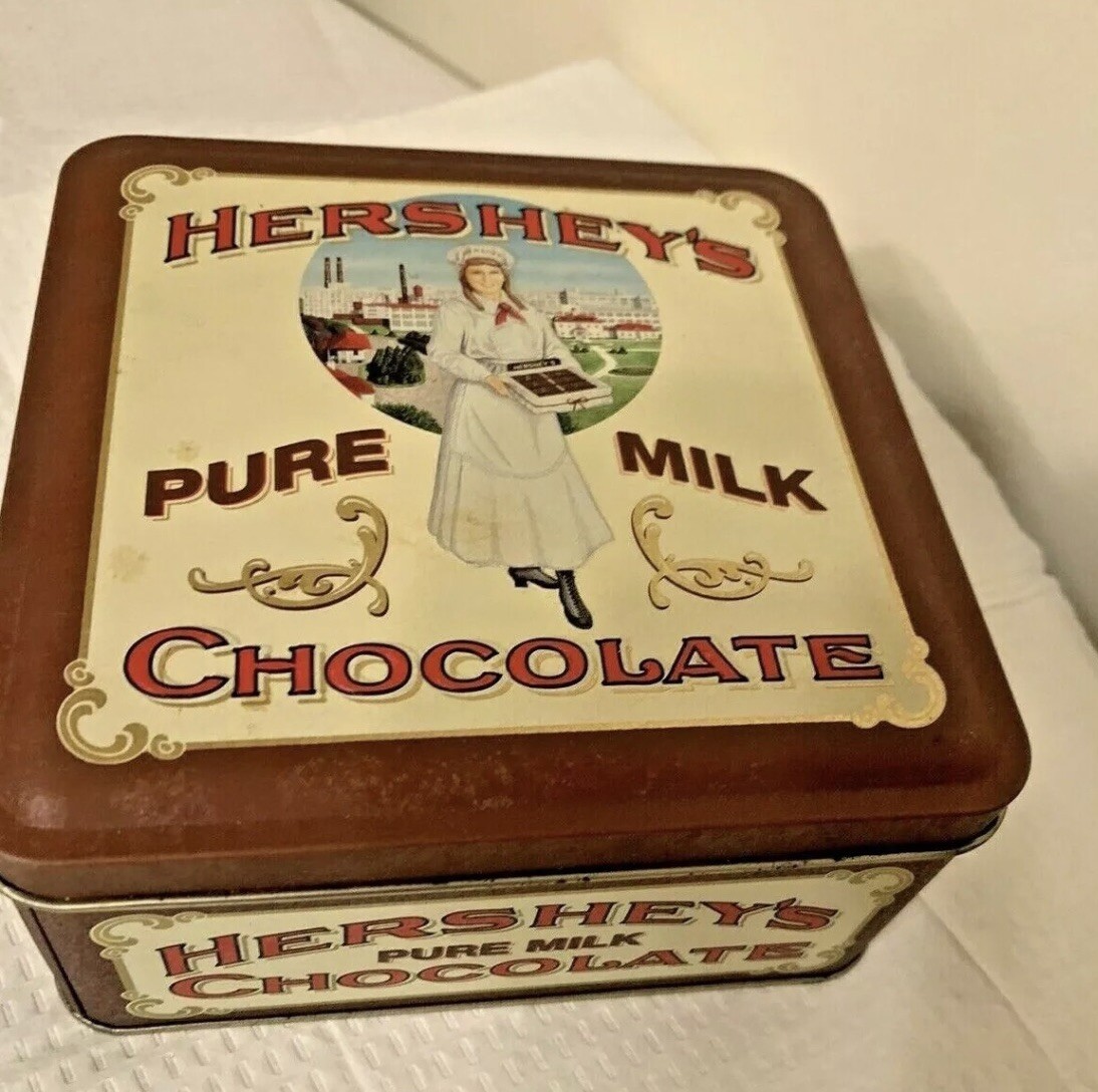 Hershey Girl Vintage 1900s Reproduction Tin 90s 1992 Hersheys Collectible Tin