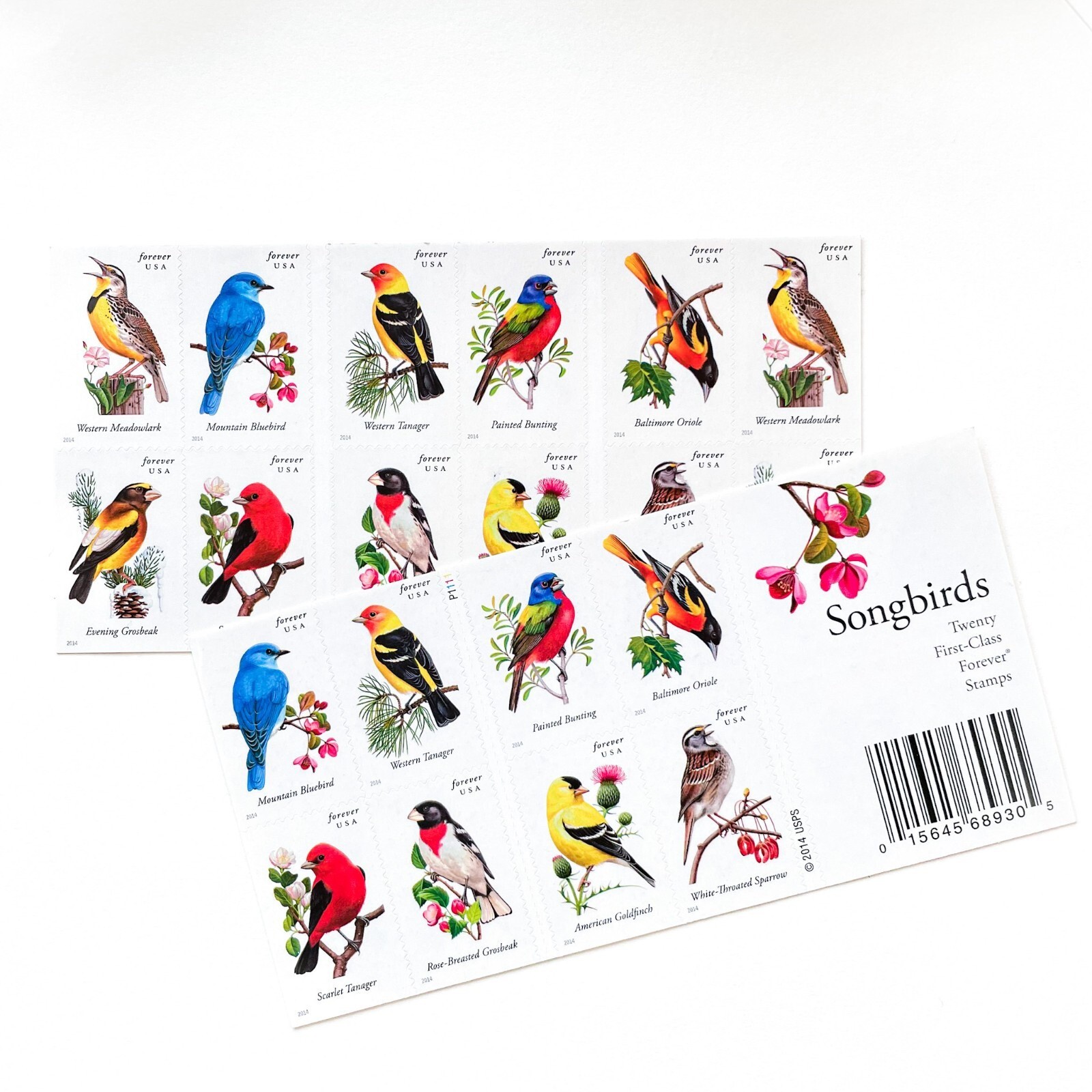 USPS SONGBIRDS BOOKLET OF 20 FIRST CLASS LETTER STAMPS