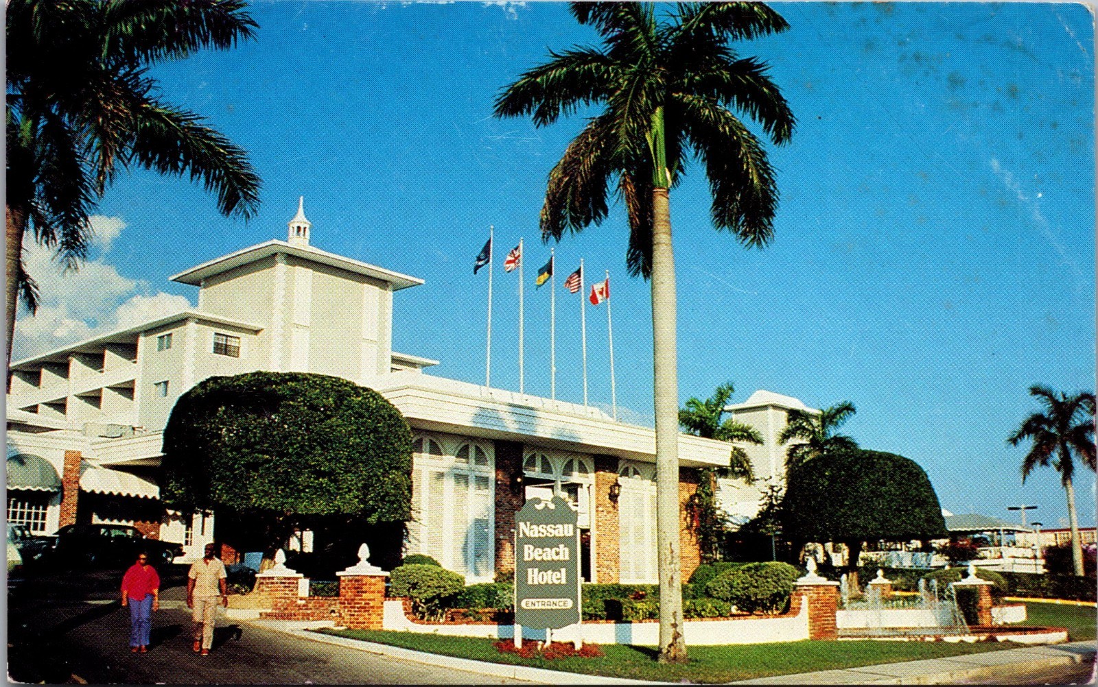 Vintage Nassau Beach Hotel Nassau Bahamas Chrome Resort Postcard