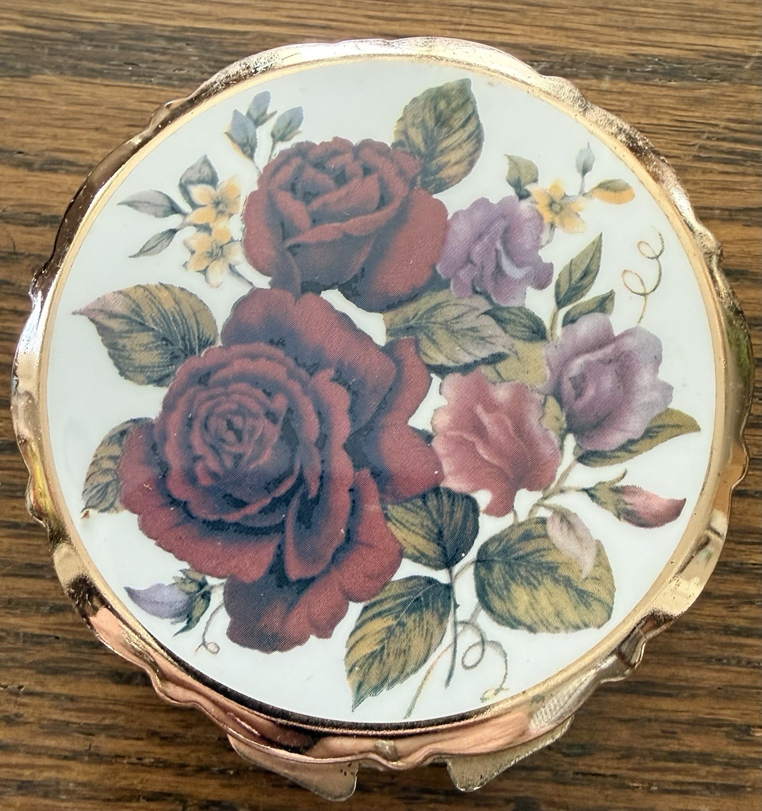 Vintage  EISHO Japan Floral Compact