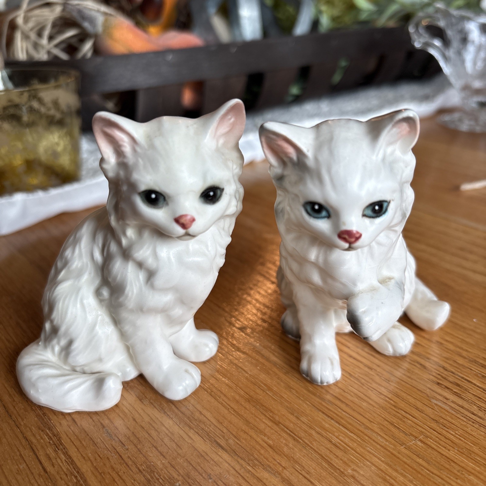 Vintage Lefton Porcelain Cat Figurines Made In Japan Set of 2