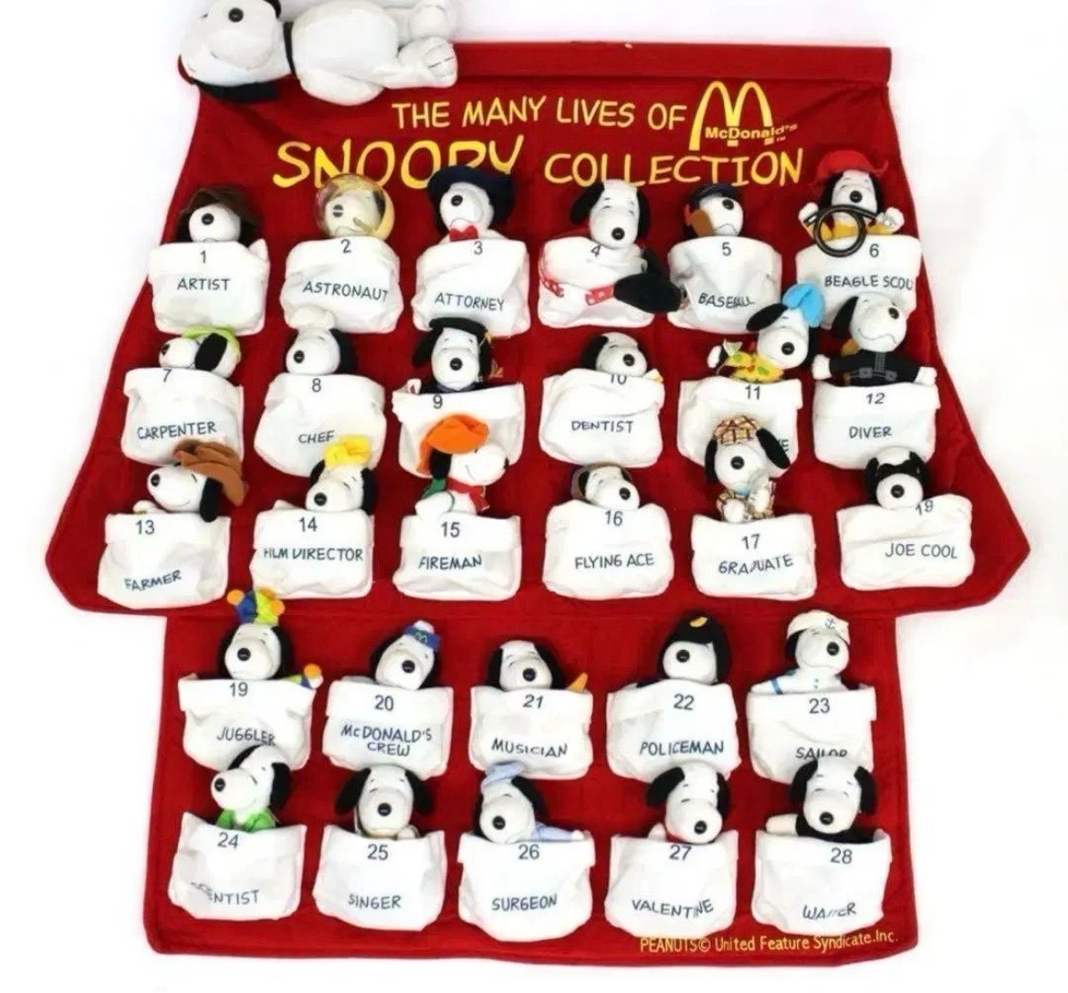 Snoopy Peanuts Tapestry Doll Complete Set Sealed McDonald\'s 2001 Japan Limited