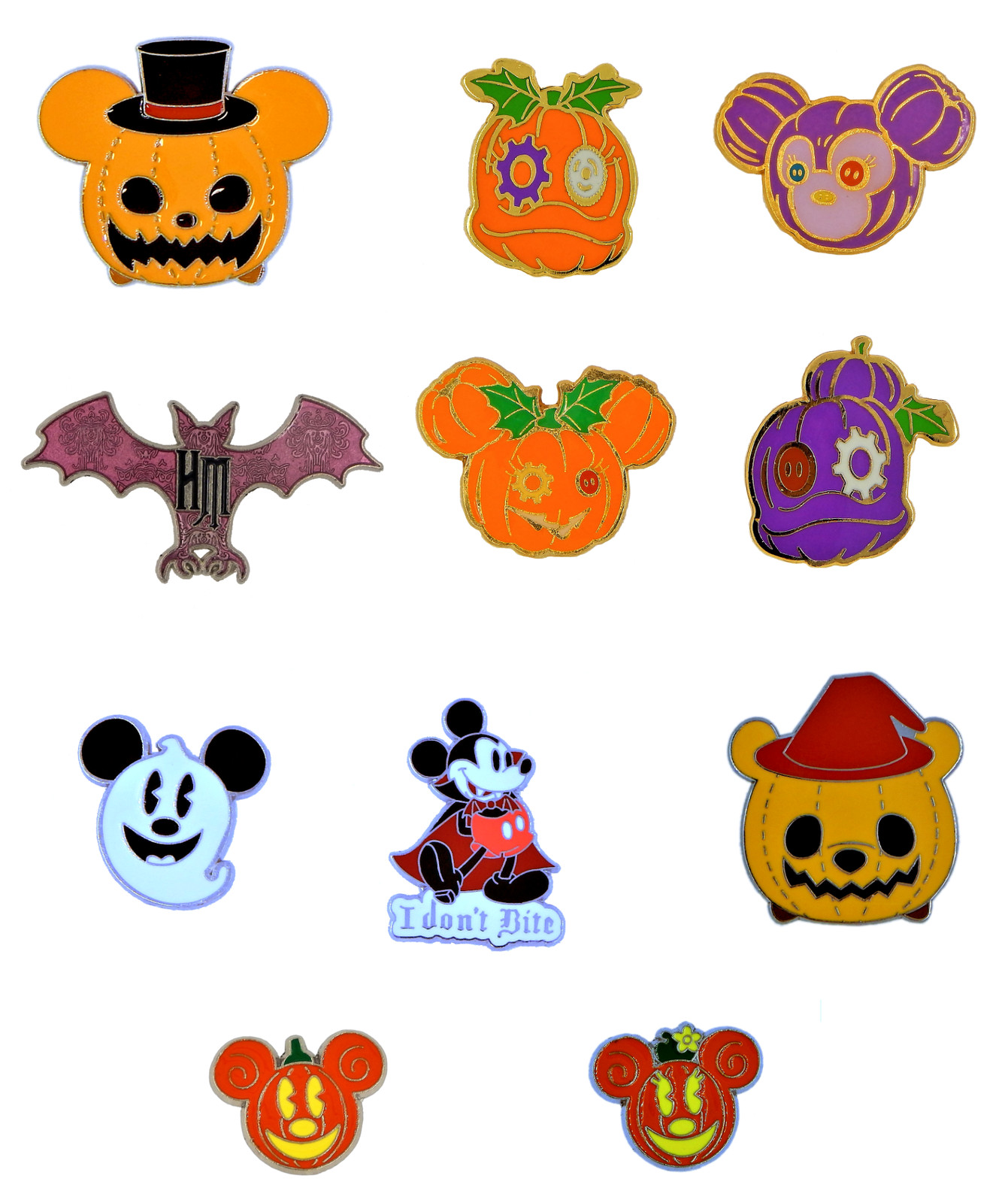 5 Halloween Themed Pins Walt Disney World Park Trading Pin Set Brand New Spooky