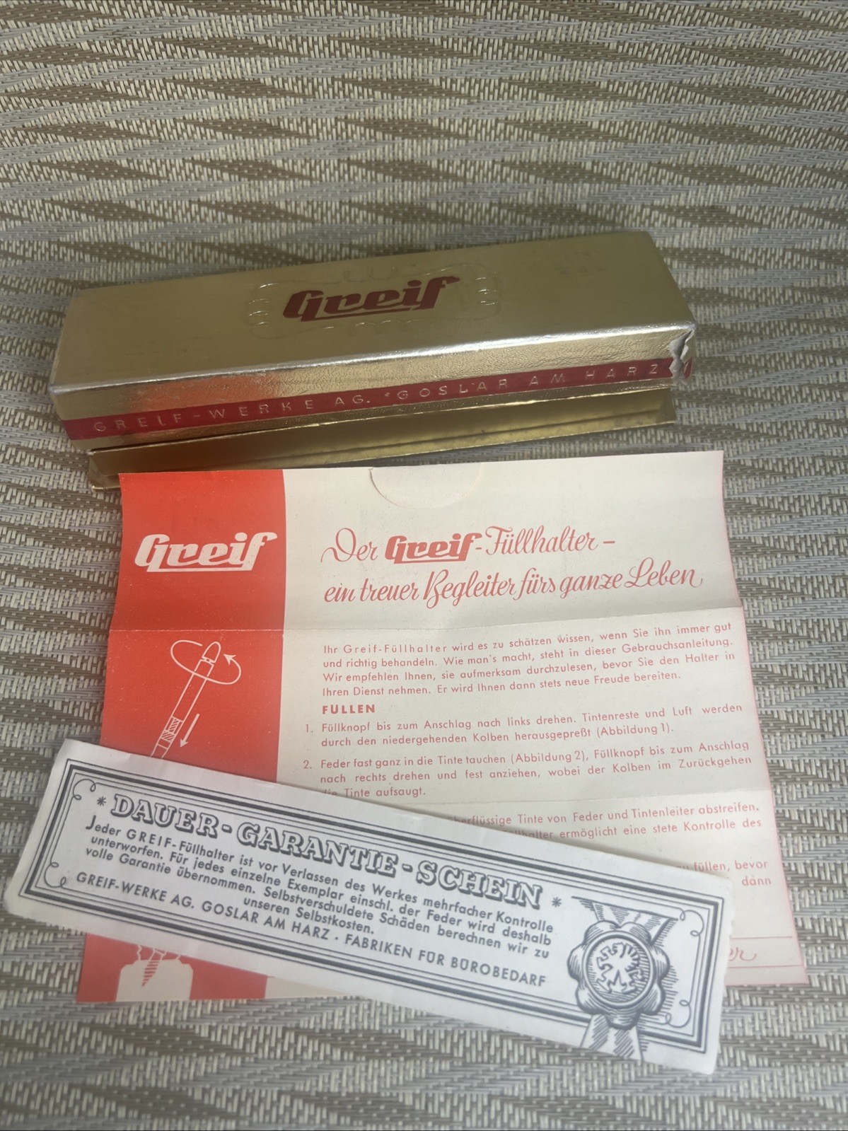 VINTAGE GREIF BOX only FOUNTAIN PEN ORIGINAL GREIF