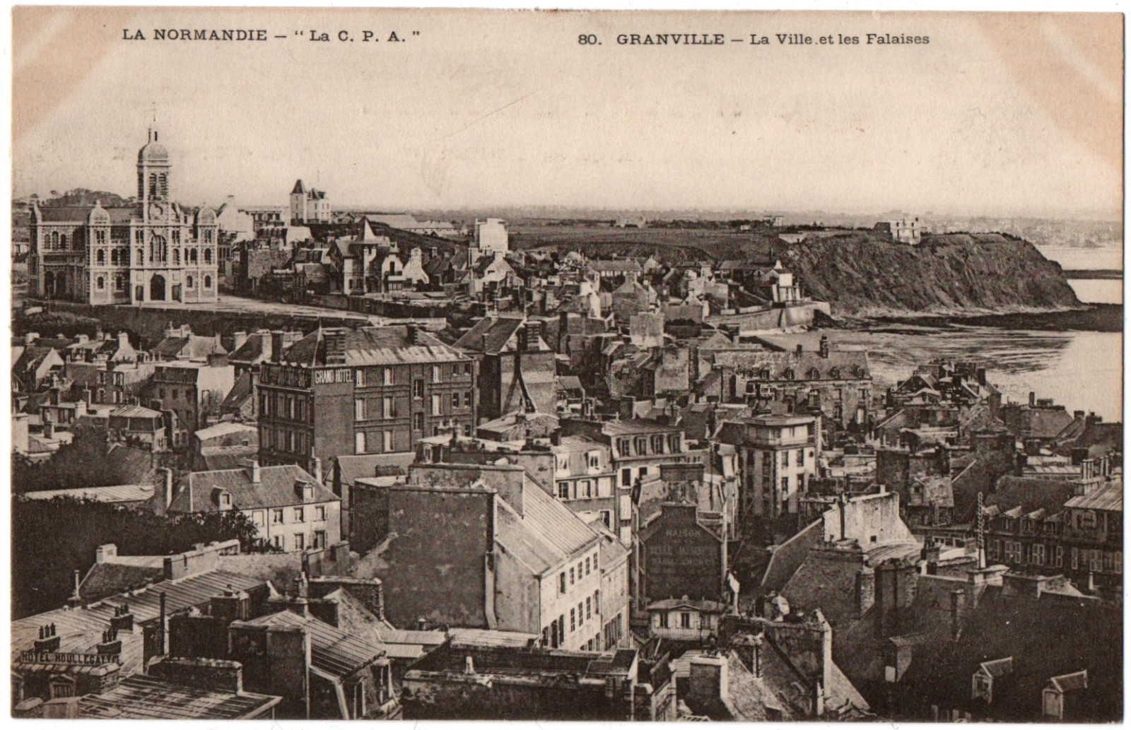 Old postcard 50 - Granville (Manche) - 80. The City and the Cliffs