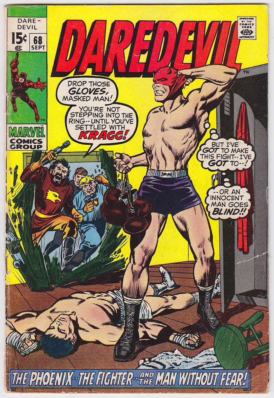 Daredevil #68, Marvel 1970, 1st App of Kragg Marie Severin, Gene Colan, FVF 7.0