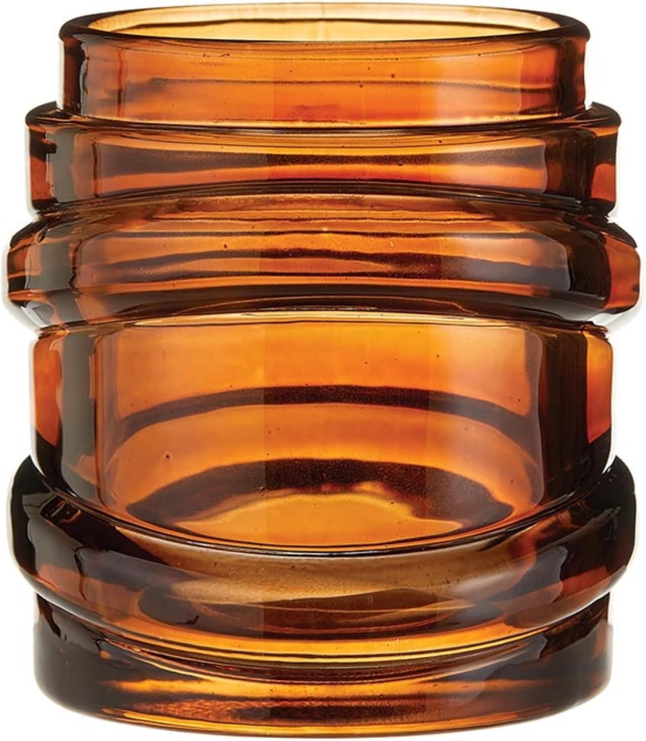 Modern Votive Candle Holder Glass Candleholder Large Amber