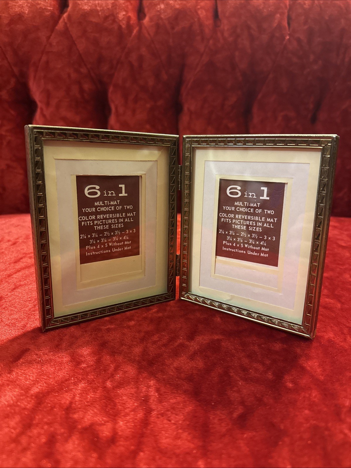 Vintage Bifold Metal Gold Tone Beaded Edge Double Picture Frame Hinged 4”x 5” Vintage Bifold Metal Gold Tone Beaded Edge Double Picture Frame Hinged 4”x 5”