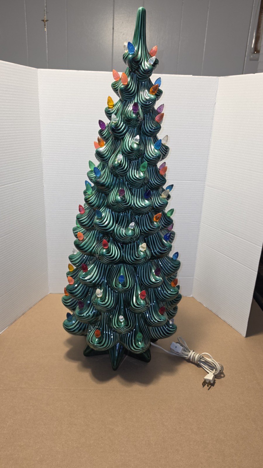 🌟 Vtg Atlantic Mold 33” Ceramic Christmas Tree Lights 3-Piece/no Chips 🌟 🌟 