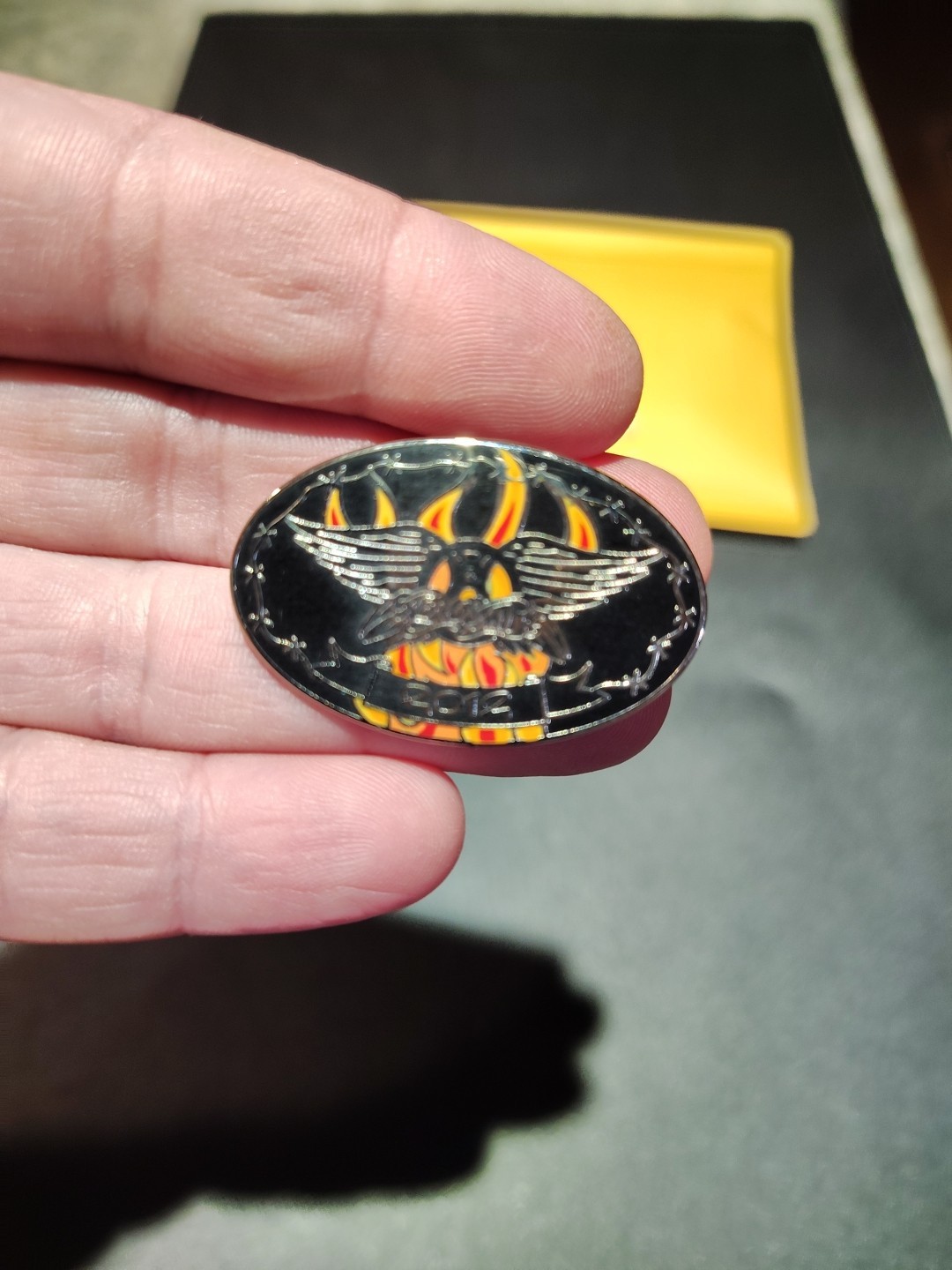 Aerosmith Aero Force Aeroforce One Fan Club 2012 Flames Lapel Pin Fan Club