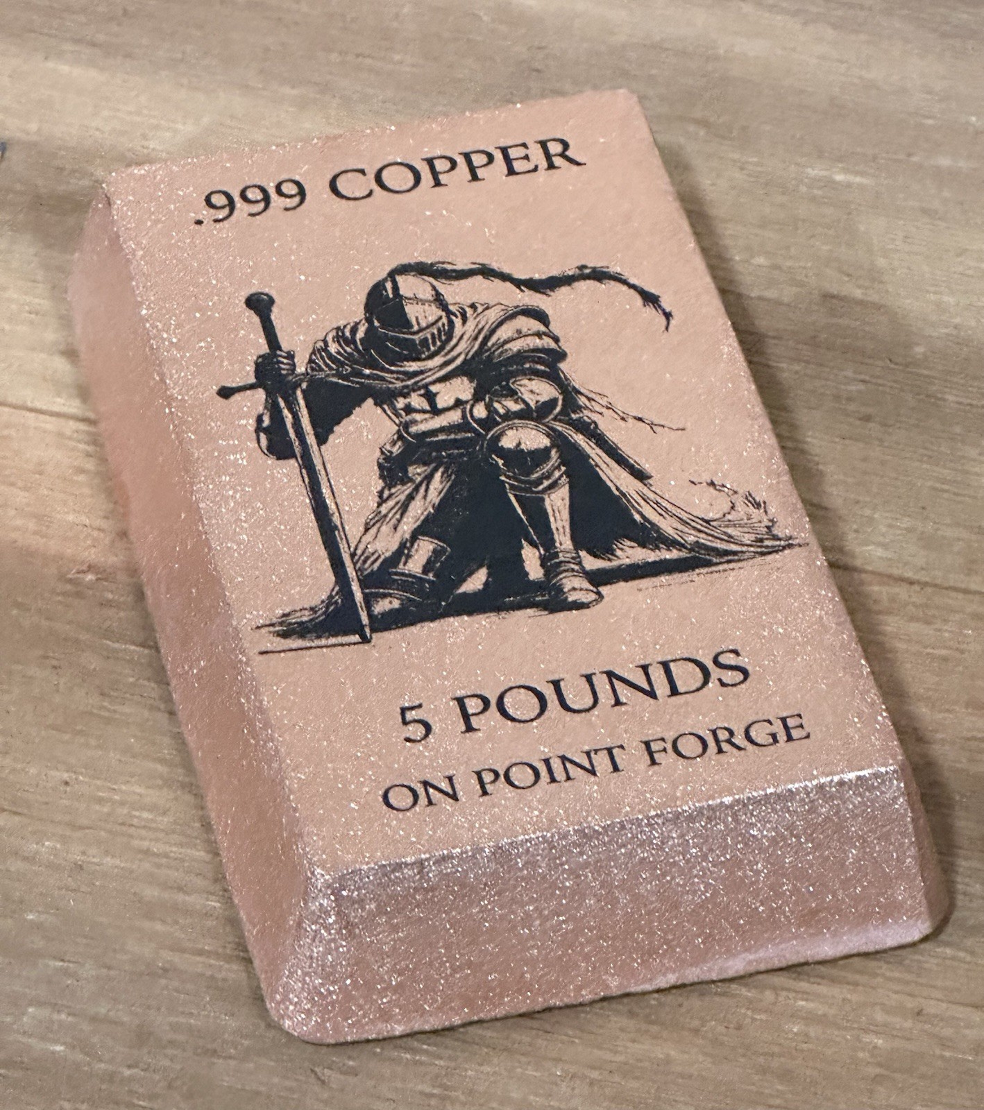 5 Lb .999 Solid Copper Bar | Knight Of Honor Hand poured  copper bullion