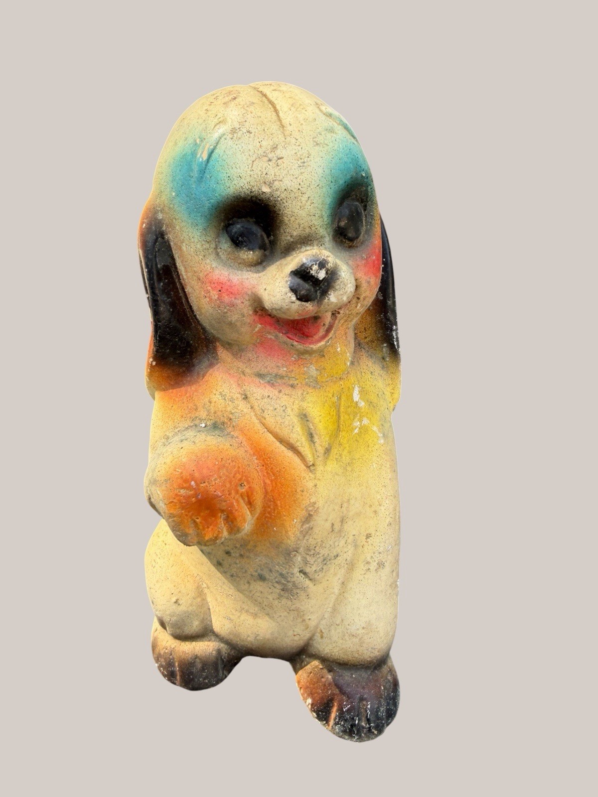 Vintage 1930s Carnival Chalkware Puppy Dog Figurine 7” Tall Vintage 1930s Carnival Chalkware Puppy Dog Figurine 7” Tall