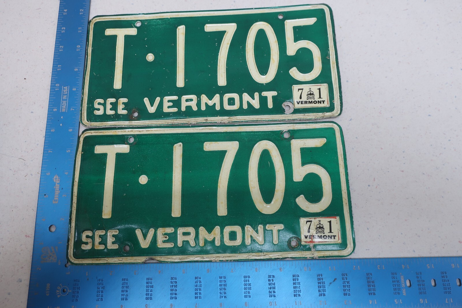 Vermont VT License Plate Tag 1971 71 Pair Set T-1705