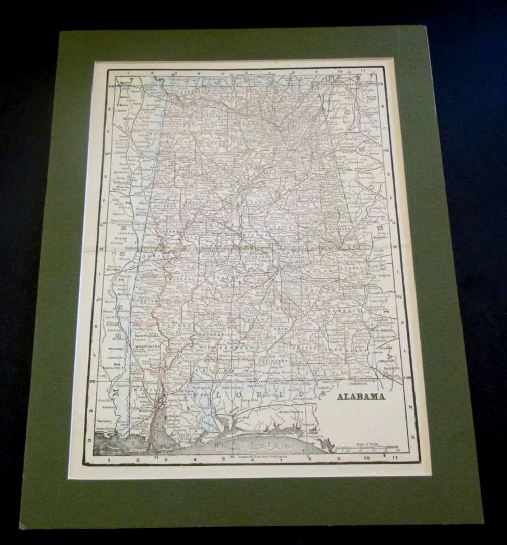 VTG Alabama Map Color Rand McNally Map 9\