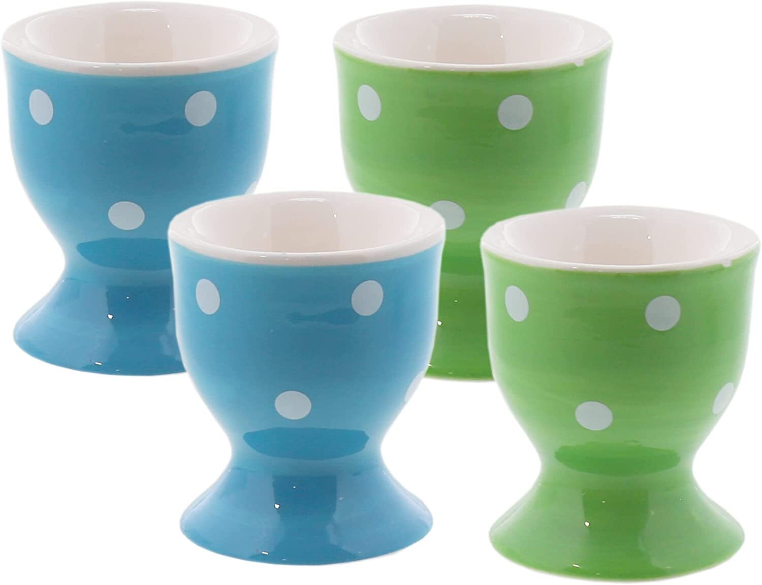 Servette Home Egg Cup Cute Ceramic Soft-Boiled Egg Holder Polka Dot - Set of 4