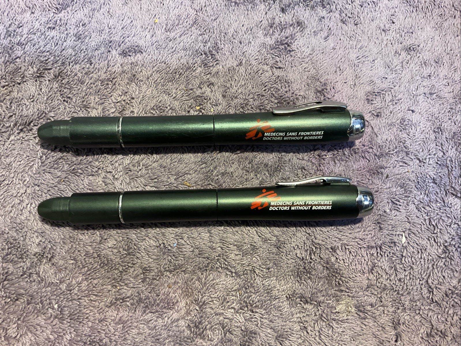 Lot Of 2 Doctors Without Borders FLASHLIGHT PEN SCREWDRIVER - NEW & USED