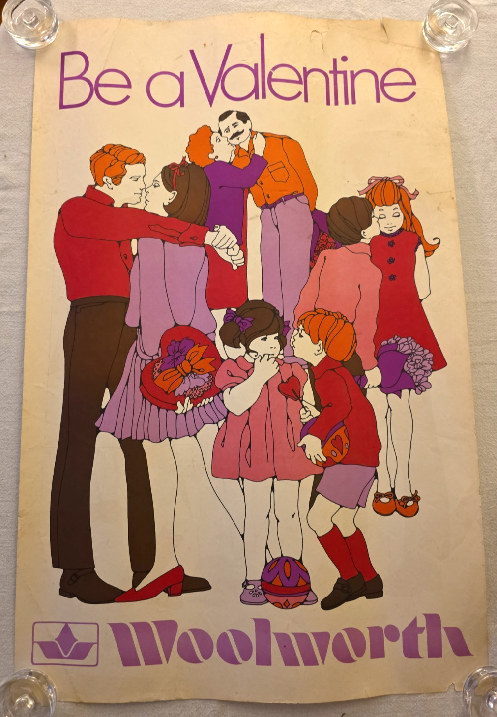 C.1970 Woolworth Be a Valentine Store Poster Pop Art Vintage Advertising