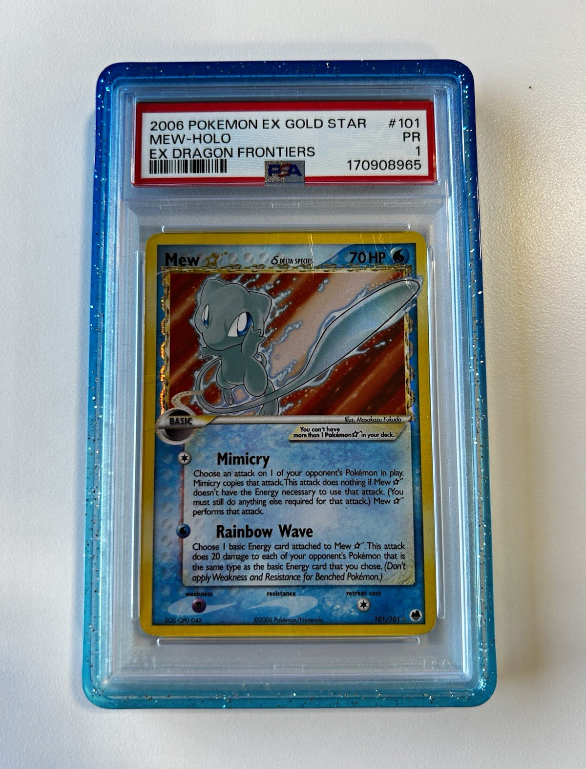 Pokémon 2006 EX Dragon Frontiers GOLD STAR MEW Holo #101/101 PSA 1 