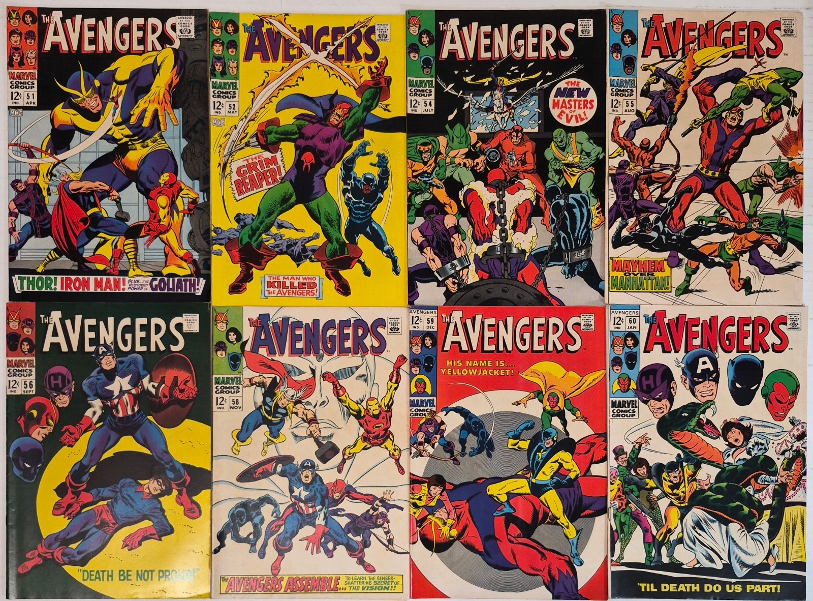The Avengers Lot (8) #51-60* VF Many 1st Apps 1966 Buscema Silver Age High Grade