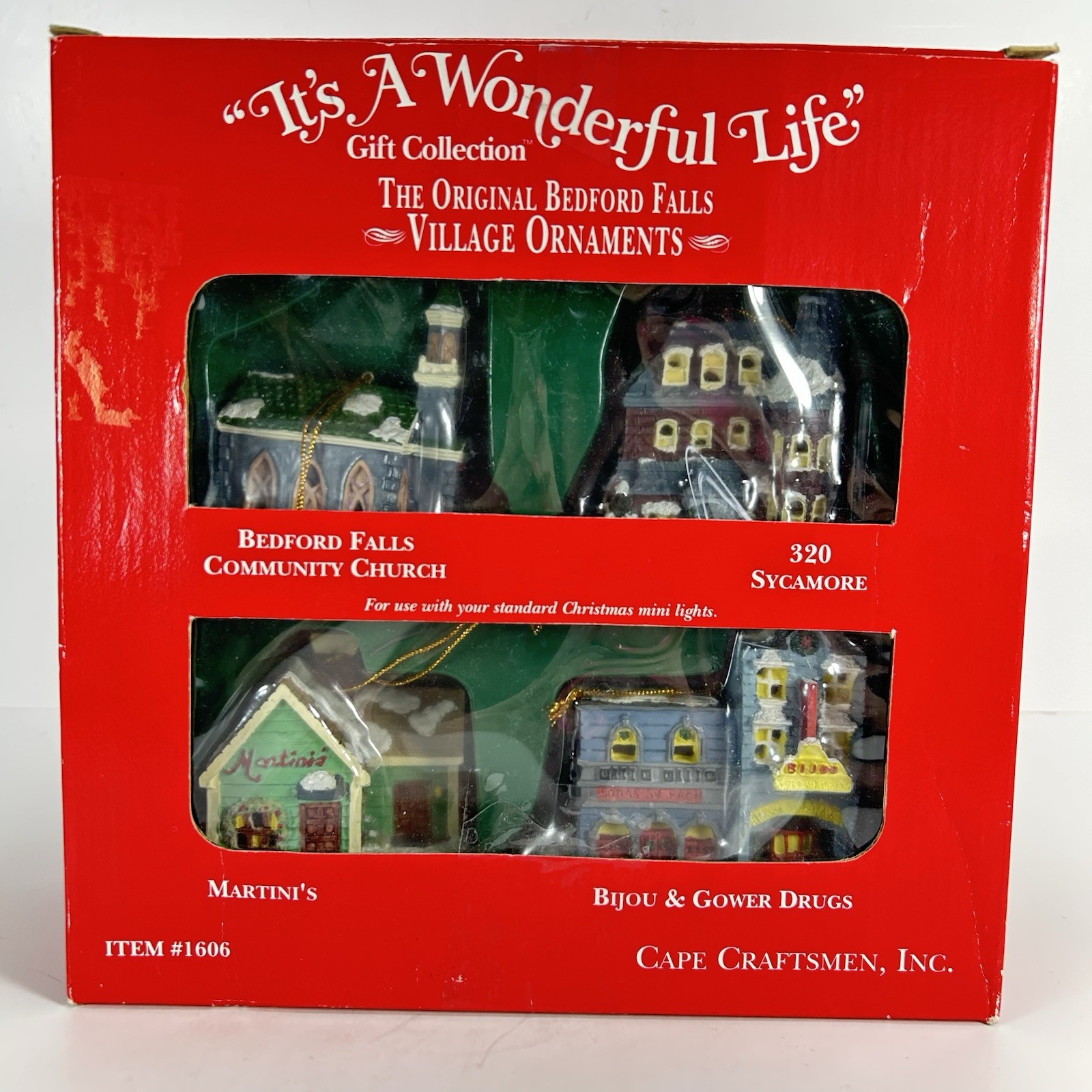 Vtg IT\'S A WONDERFUL LIFE Christmas Gift BEDFORD FALLS Village Ornaments #1606