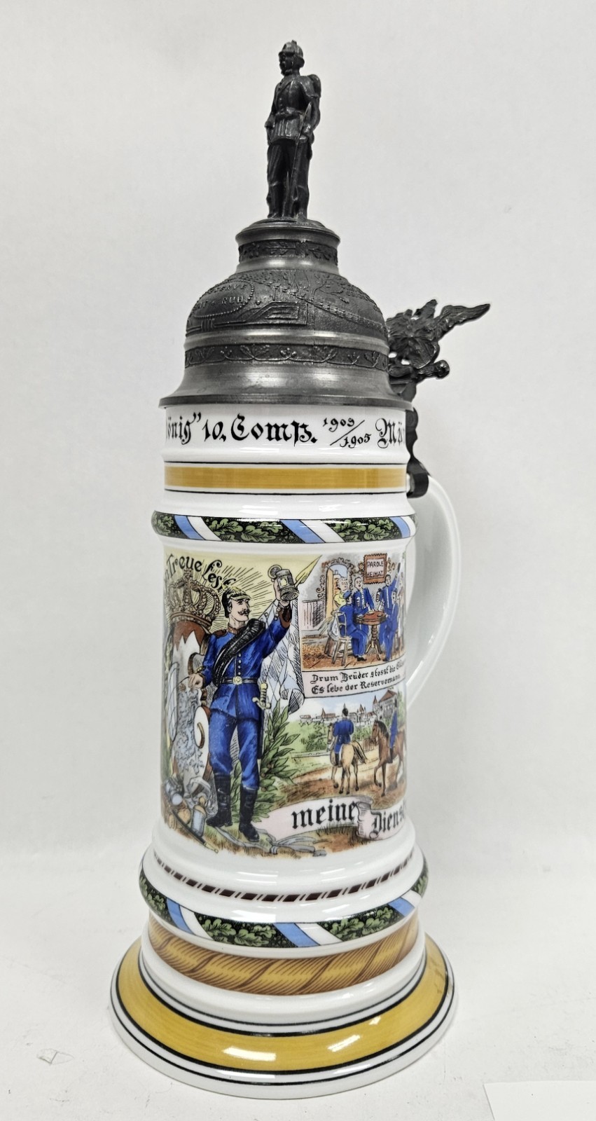 Vintage Kaiser West Germany WWI Regimental Lithophane Beer Stein Occupational